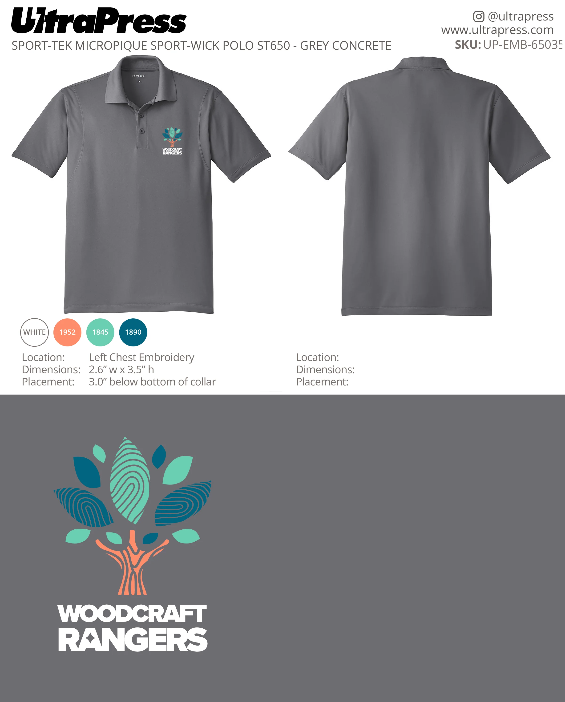 UP-EMB-65035 WOODCRAFT RANGER Polo 400 Min Qty (Bulk) - Image 2