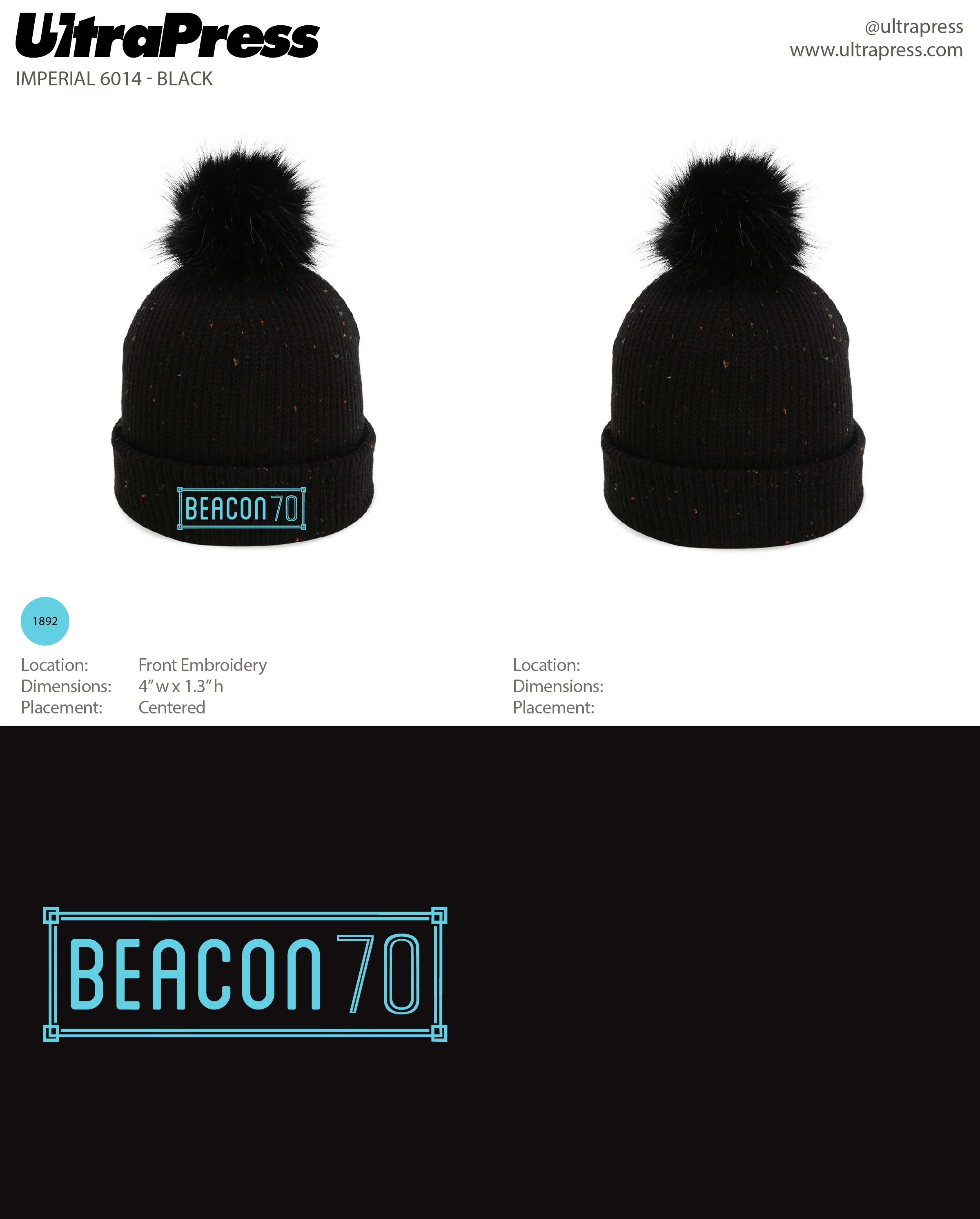 UP-EMB-66103 Beacon 70 Logo Beanies - 72 Min Qty (BULK) - Image 2