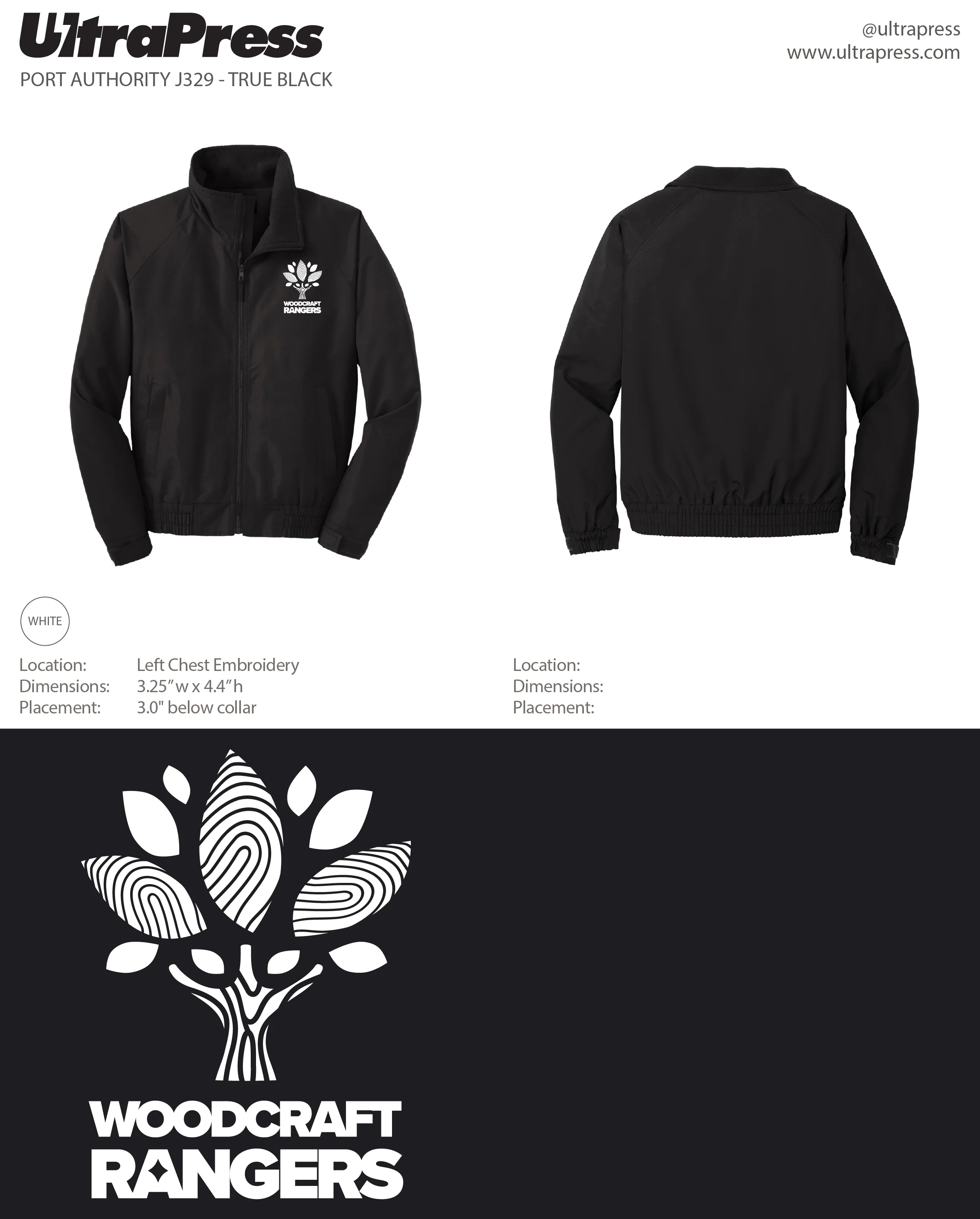 UP-EMB-66907 Woodcraft Rangers Embroidered Zips - 500 Min Qty (BULK)