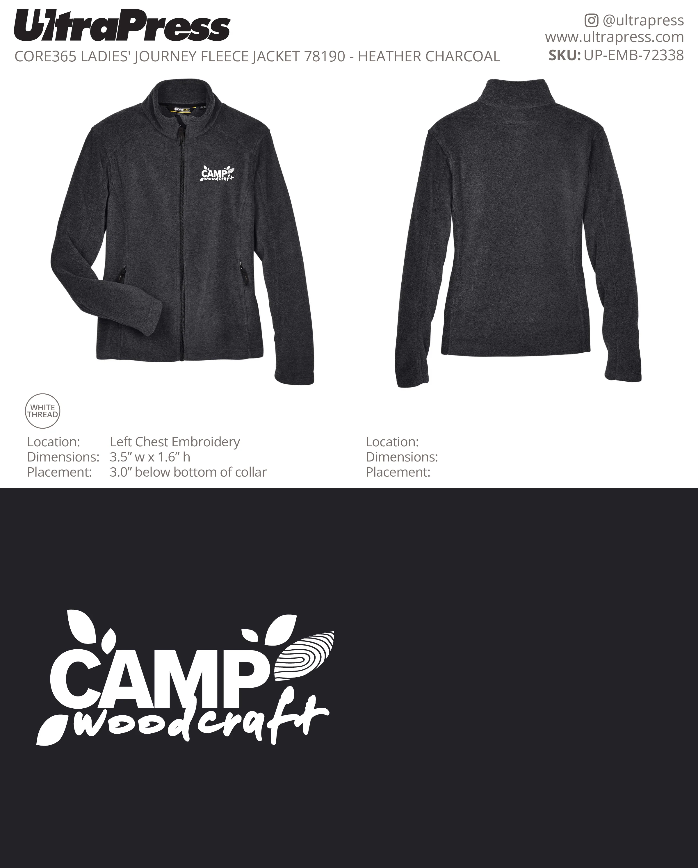 UP-EMB-72338 Camp Woodcraft Embroidered Logo - Israel Serna 150 Min Qty (Bulk) - Image 3