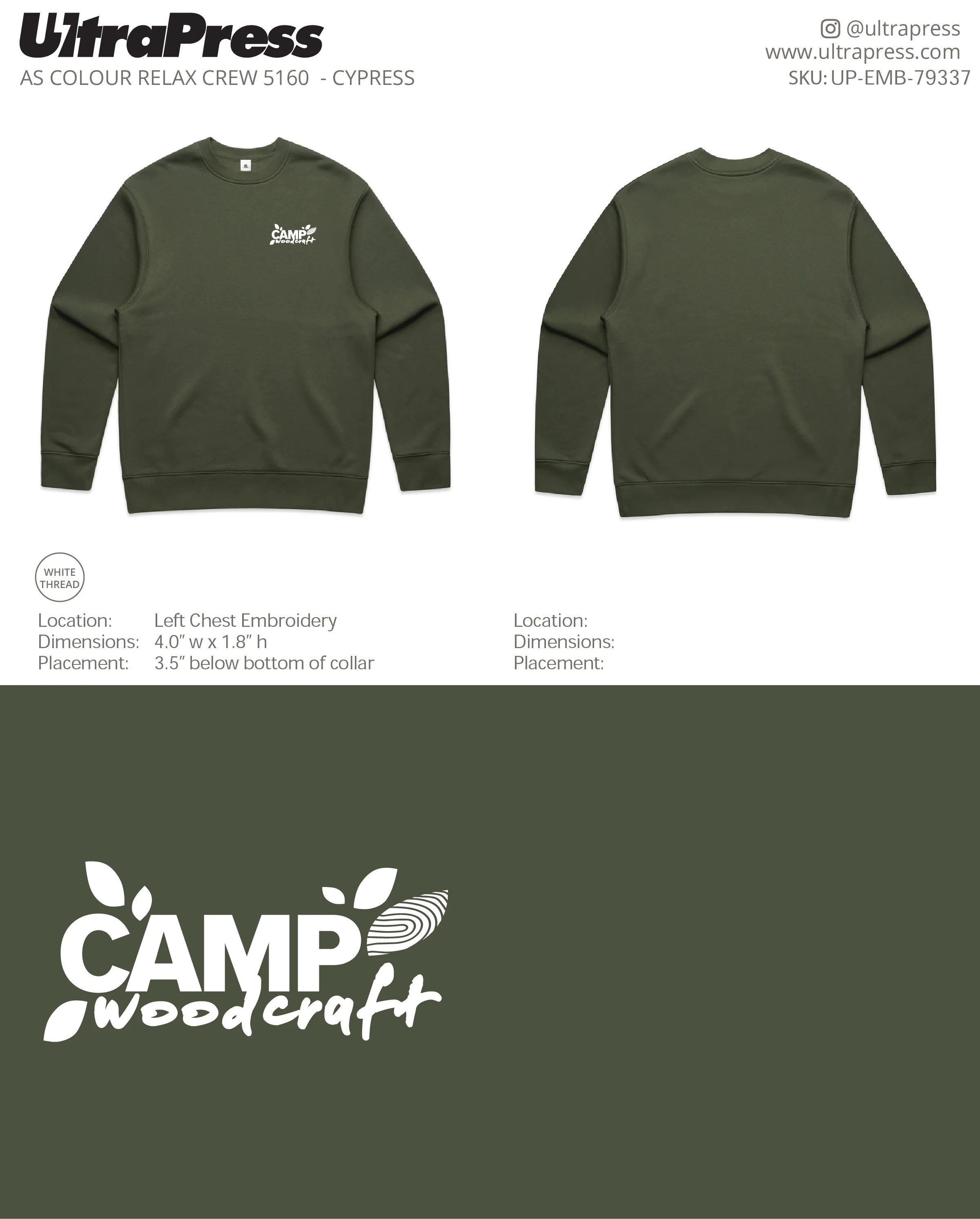 UP-EMB-79337 Camp Woodcraft Embroidered Sweaters - Israel Serna - 250 Min Qty (Bulk) - Image 2