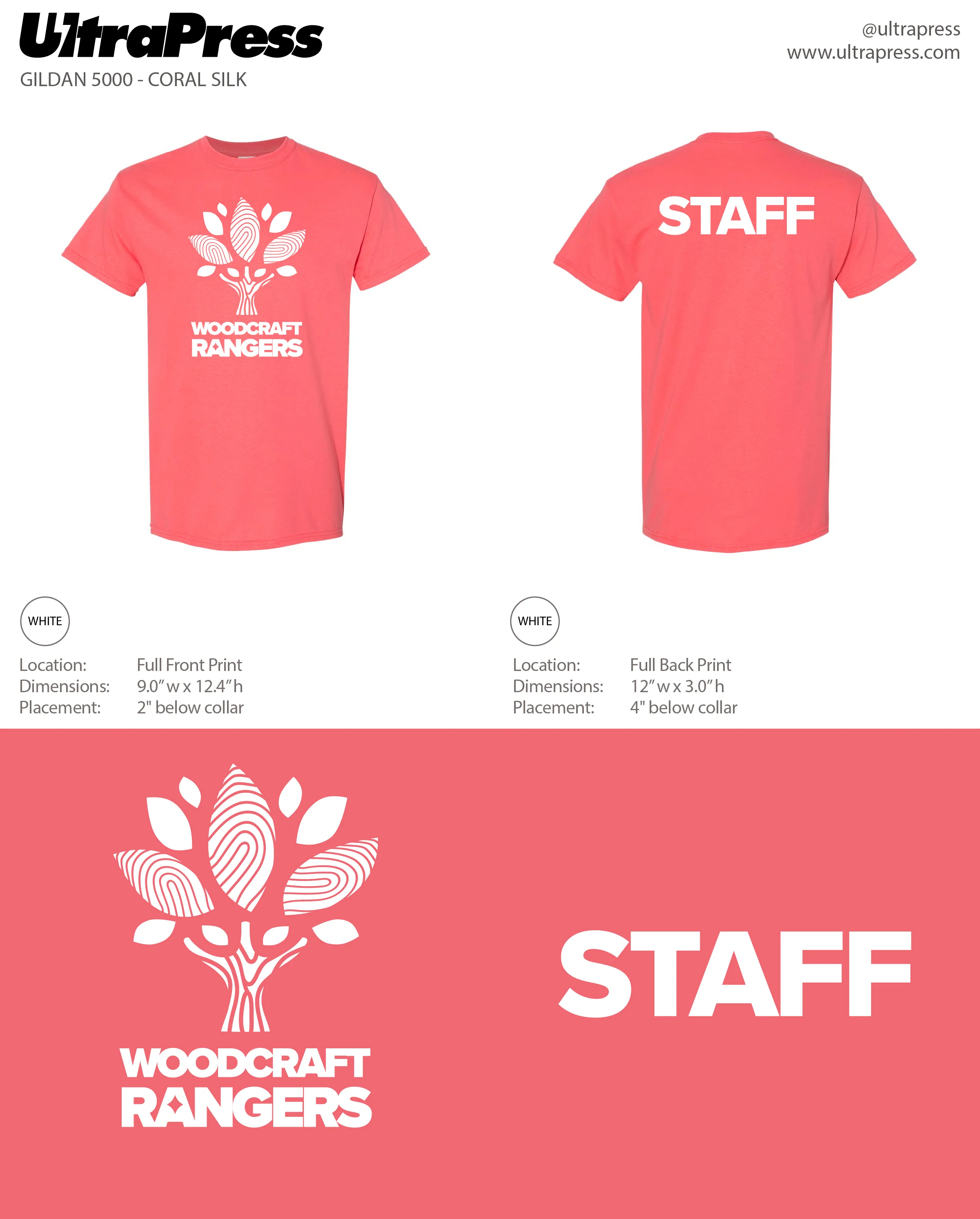 UP-SP-61264 Woodcraft Coral T-Shirt 750 Min Qty (Bulk - RUSH)
