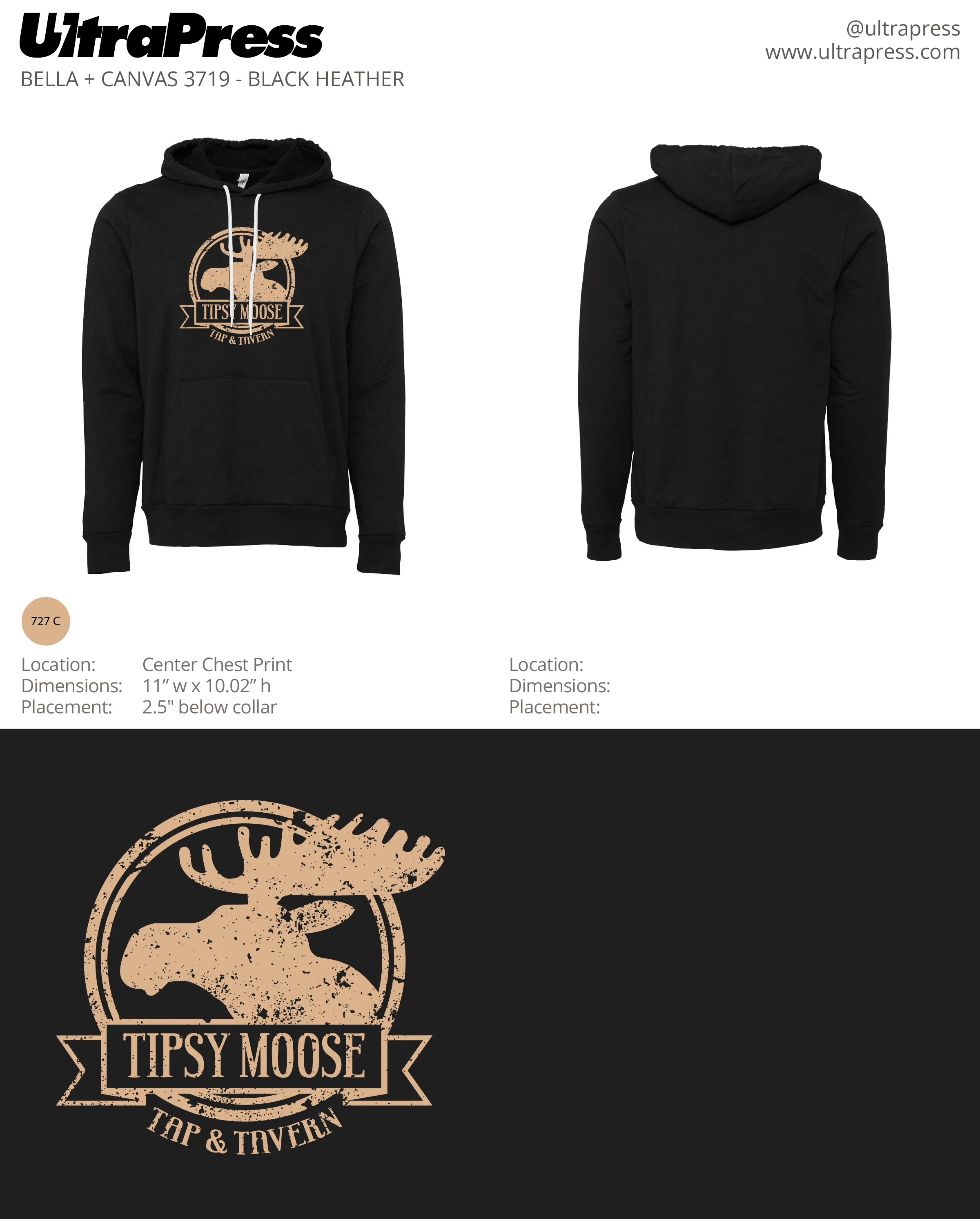 UP-SP-63204 Tipsy Moose Distressed Logo Hoodie 144 Min Qty (Bulk) - Image 2