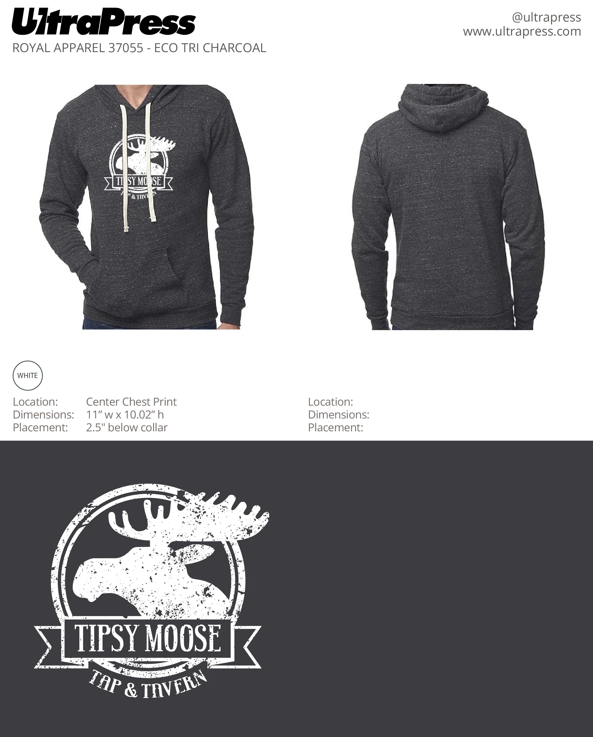 UP-SP-63204 Tipsy Moose Distressed Logo Hoodie 144 Min Qty (Bulk) - Image 3