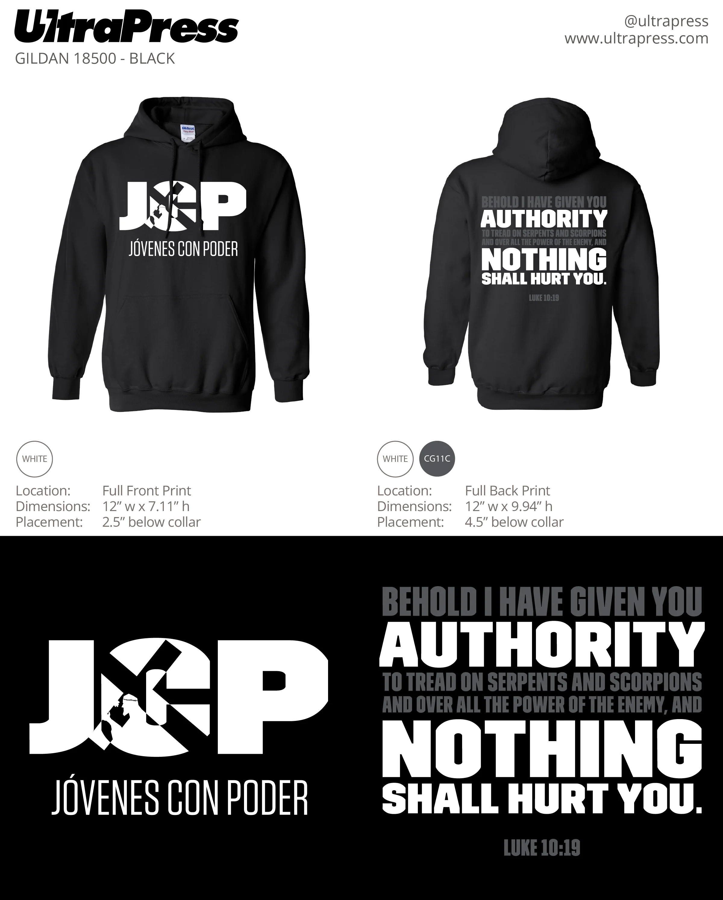 UP-SP-63458 Jovenes Con Poder Hoodie 24 Min Qty (Bulk)