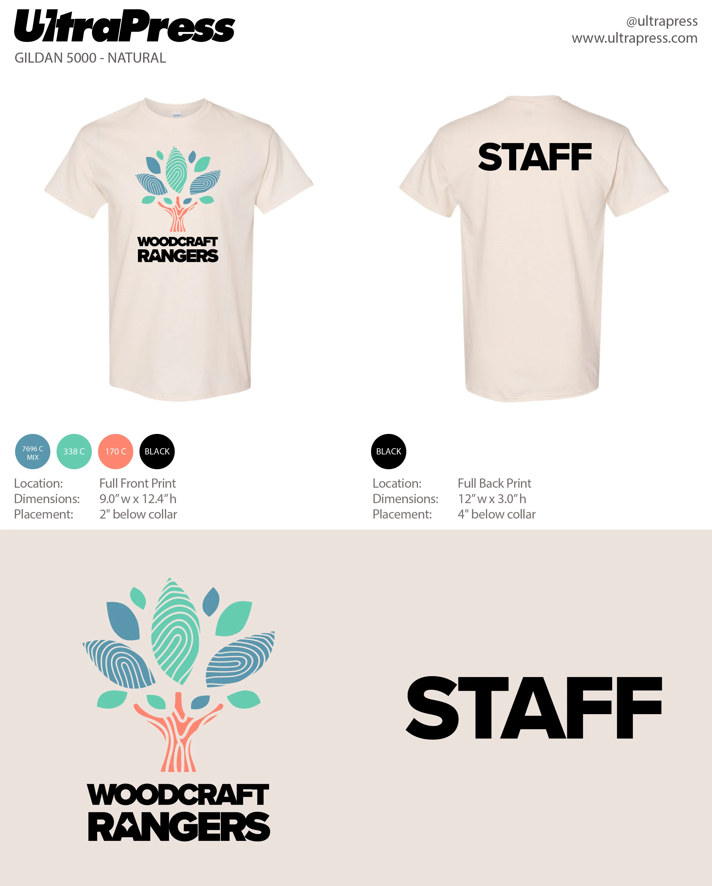 UP-SP-64818 Woodcraft Rangers Original Tree Logo Staff 1000 Min Qty (Bulk)