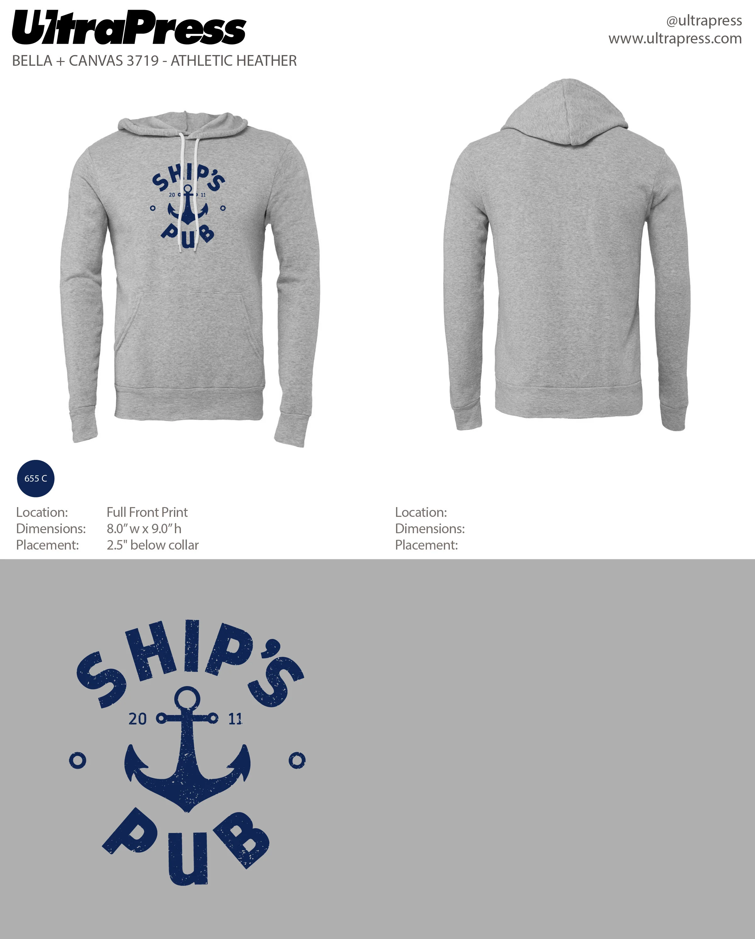 UP-SP-65408 Ships Pub Logo Hoodies Sept 2023 48 Min Qty (Bulk) - Image 2