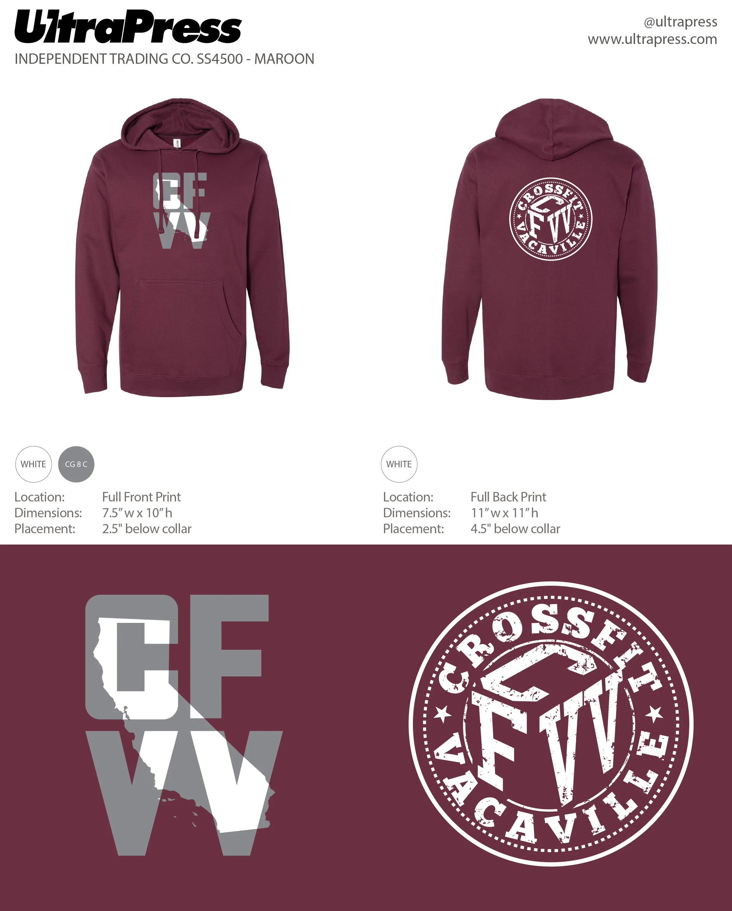 UP-SP-65786 CrossFit Vacaville CFVV Hoodie 2023 (Bulk 72 Min Qty) - Image 2