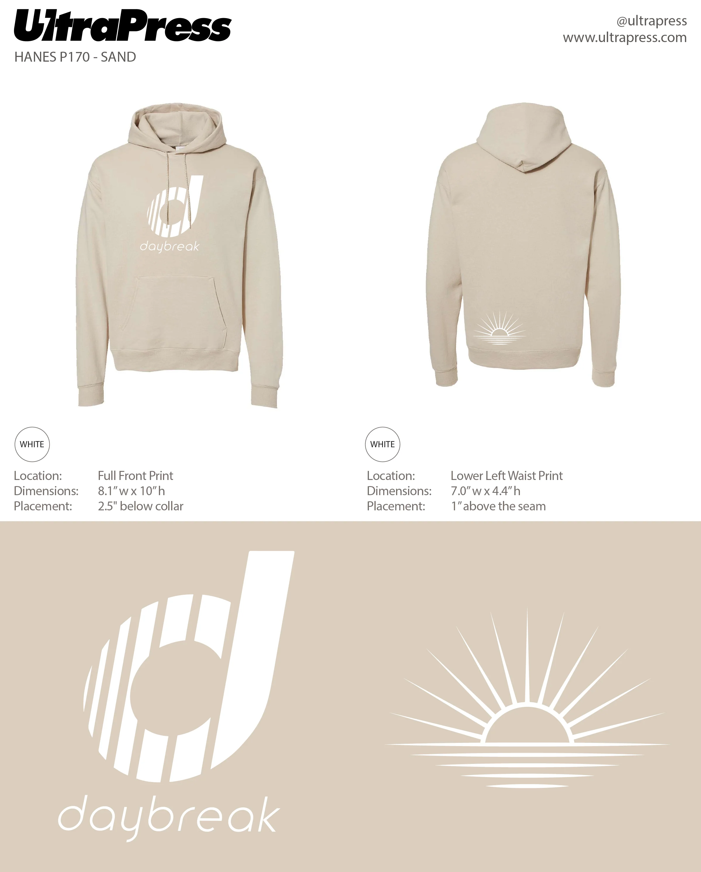 UP-SP-65891 Daybreak CrossFit 2023 Hoodies White Ink 24 Min Qty (Bulk)