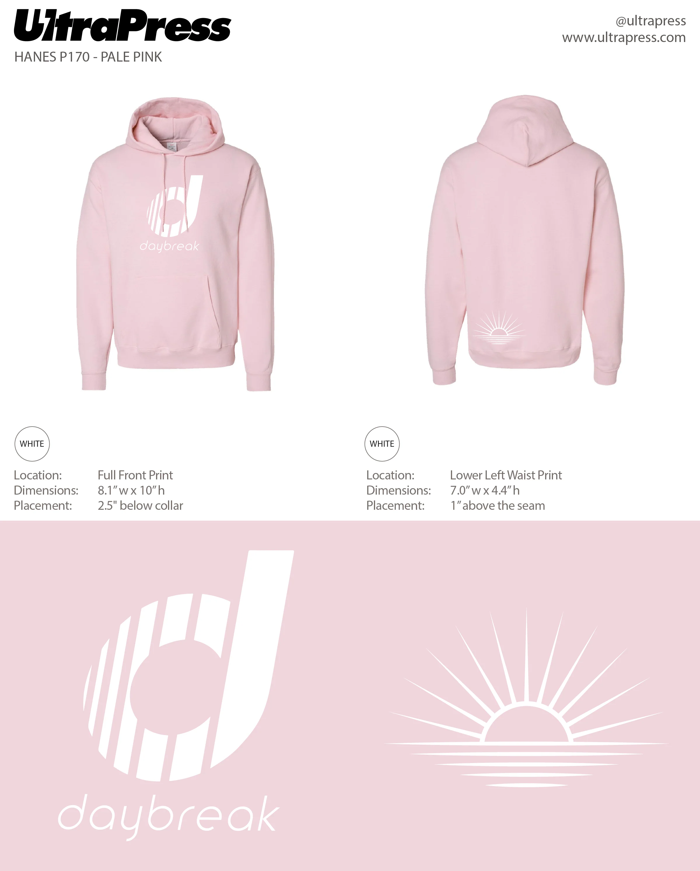 UP-SP-65891 Daybreak CrossFit 2023 Hoodies White Ink 24 Min Qty (Bulk) - Image 2