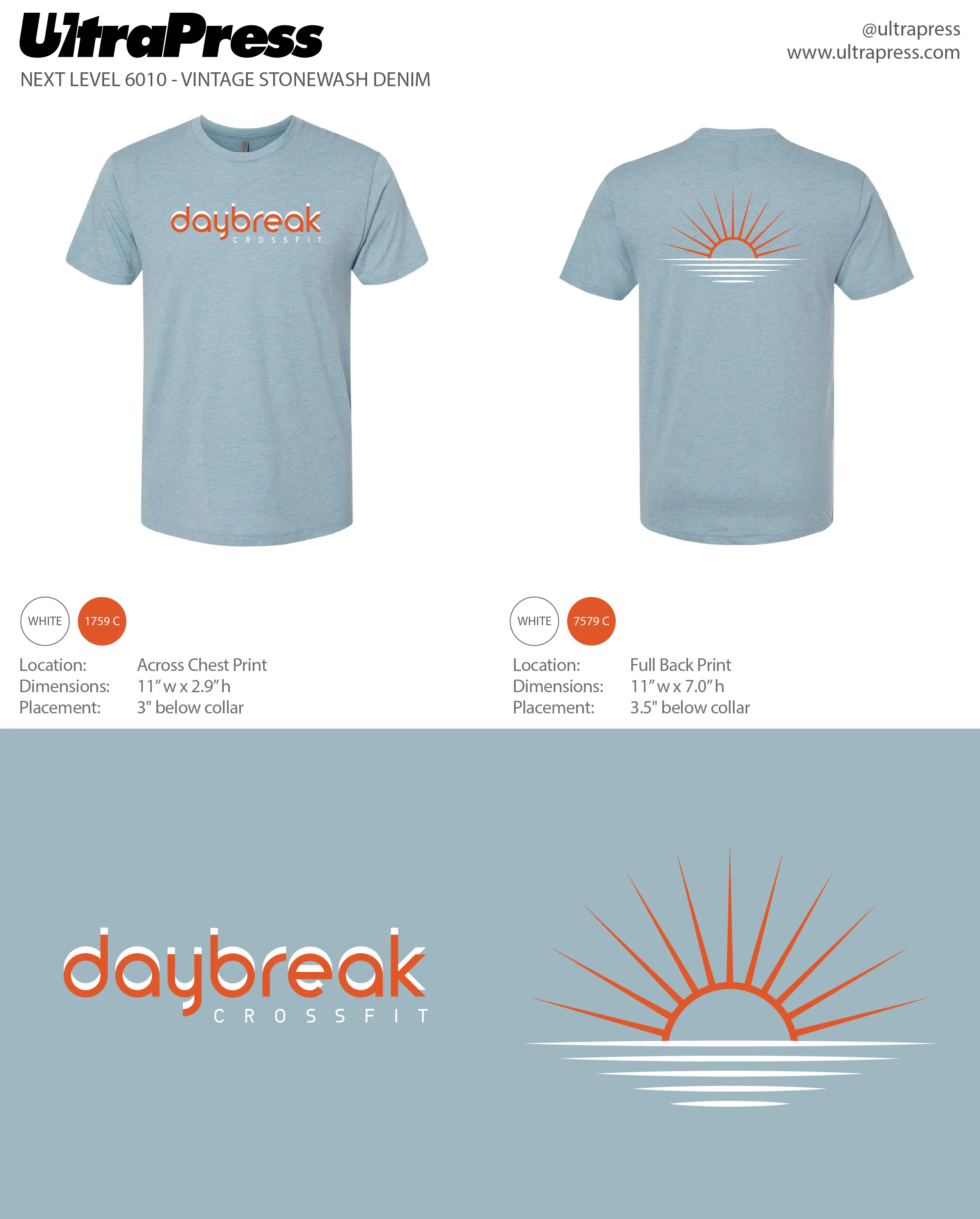 UP-SP-65894 Daybreak CrossFit 2023 Tshirts White and Orange Ink 24 Min Qty (Bulk) - Image 2