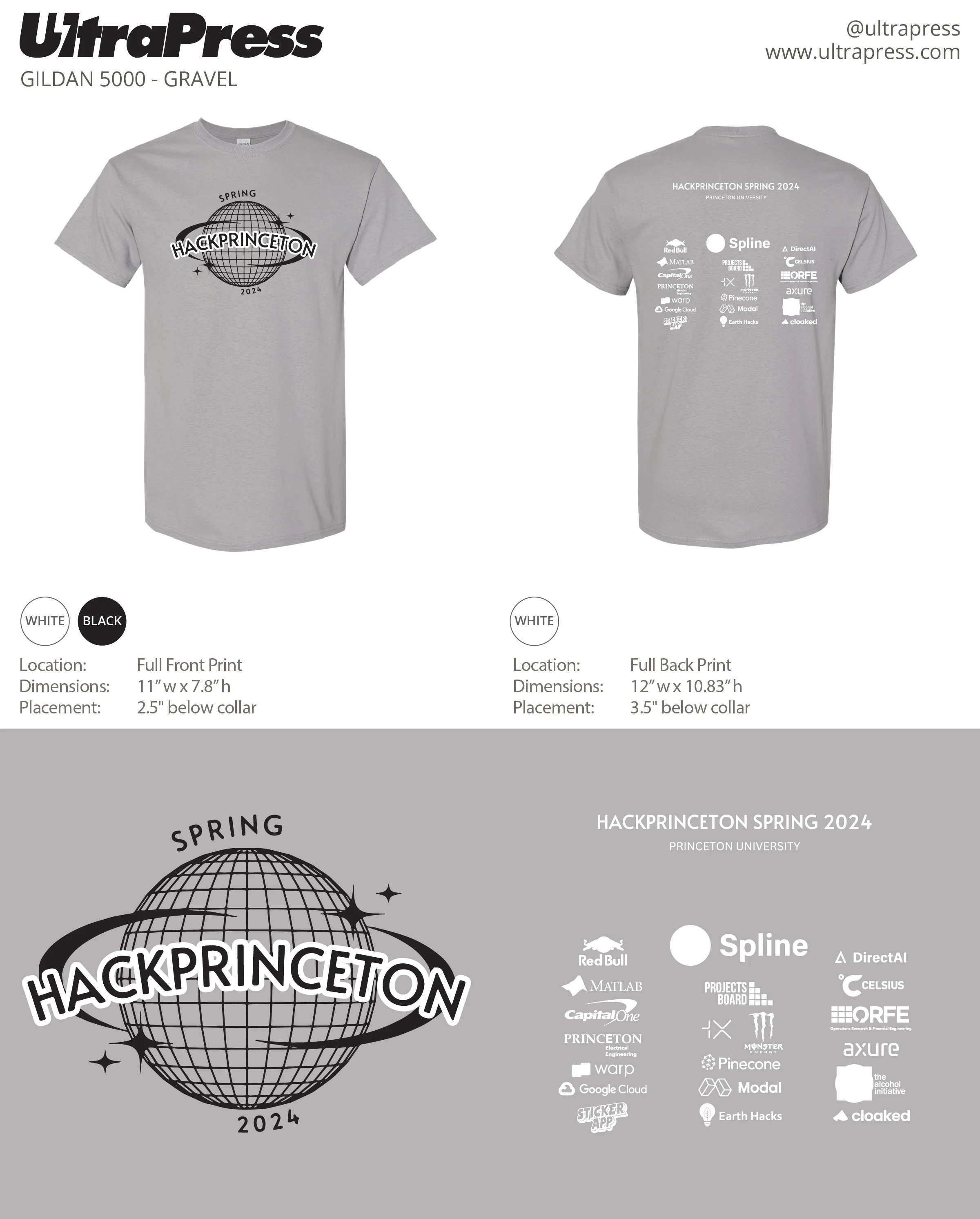 UP-SP-66776 Spring Hack Princeton Grey Tees 2024 288 Min Qty (BULK)