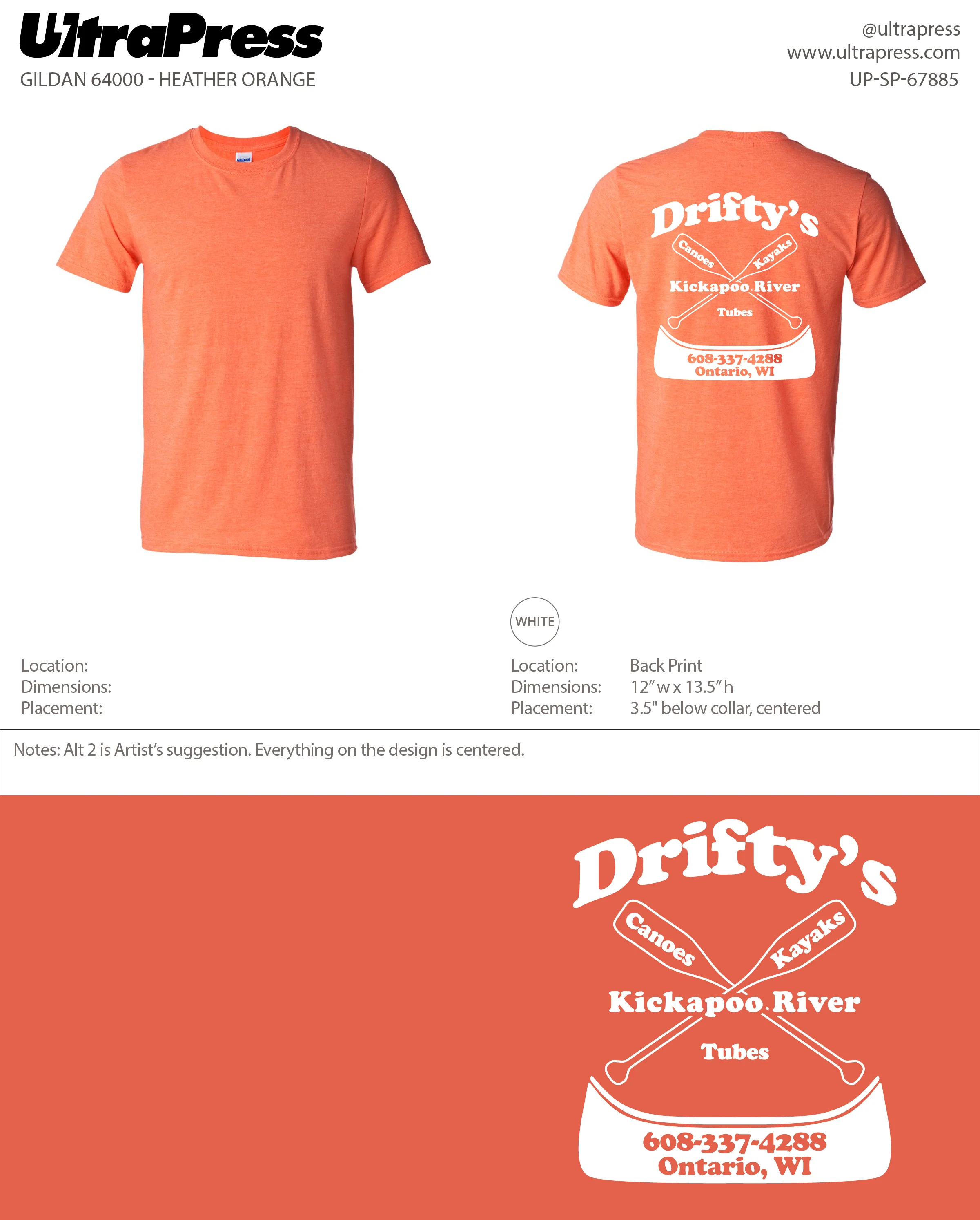 UP-SP-67885 Drifty’s Canoe Shirts - Laurie Kelbel 100 Min Qty (Bulk) - Image 2