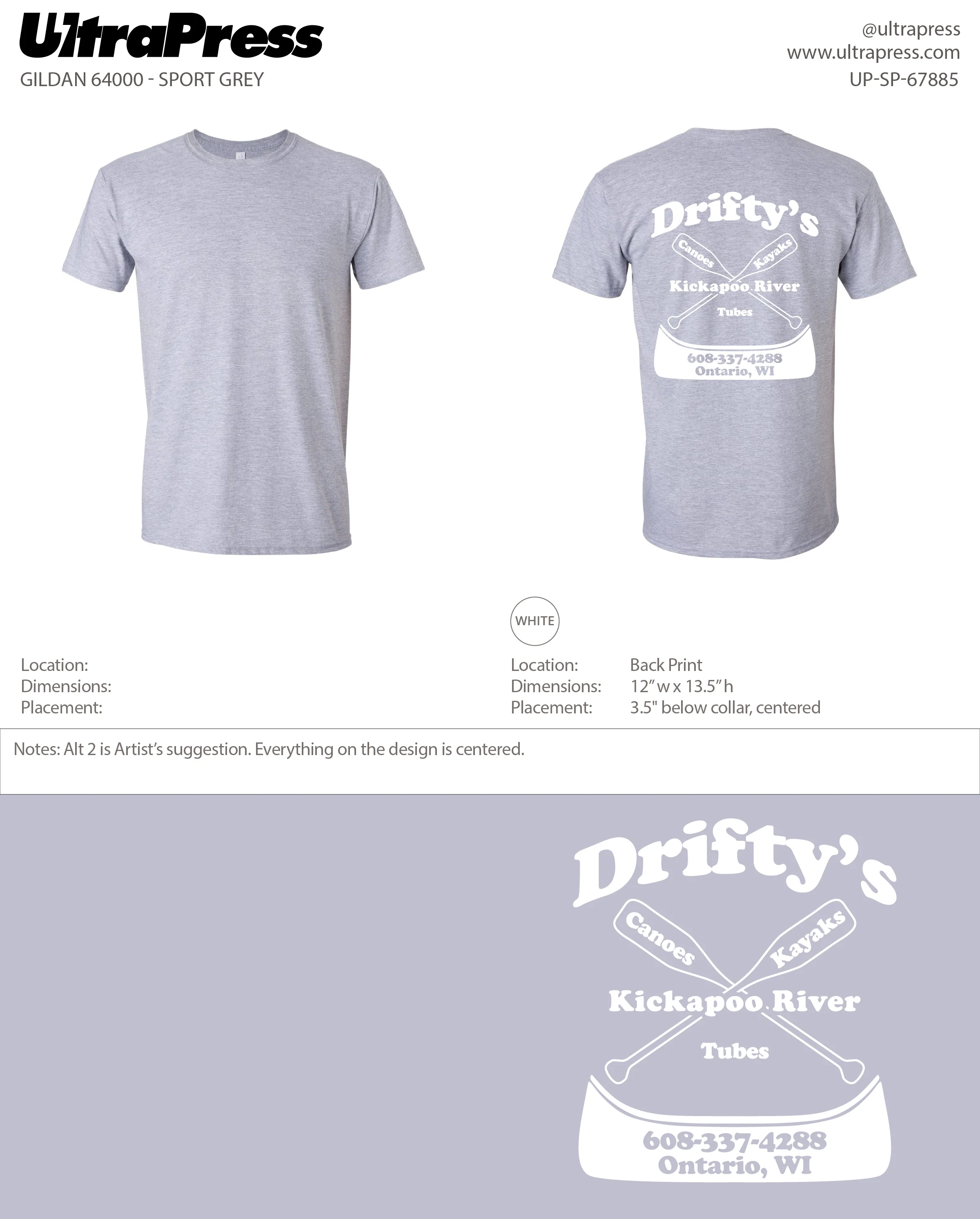 UP-SP-67885 Drifty’s Canoe Shirts - Laurie Kelbel 100 Min Qty (Bulk) - Image 3