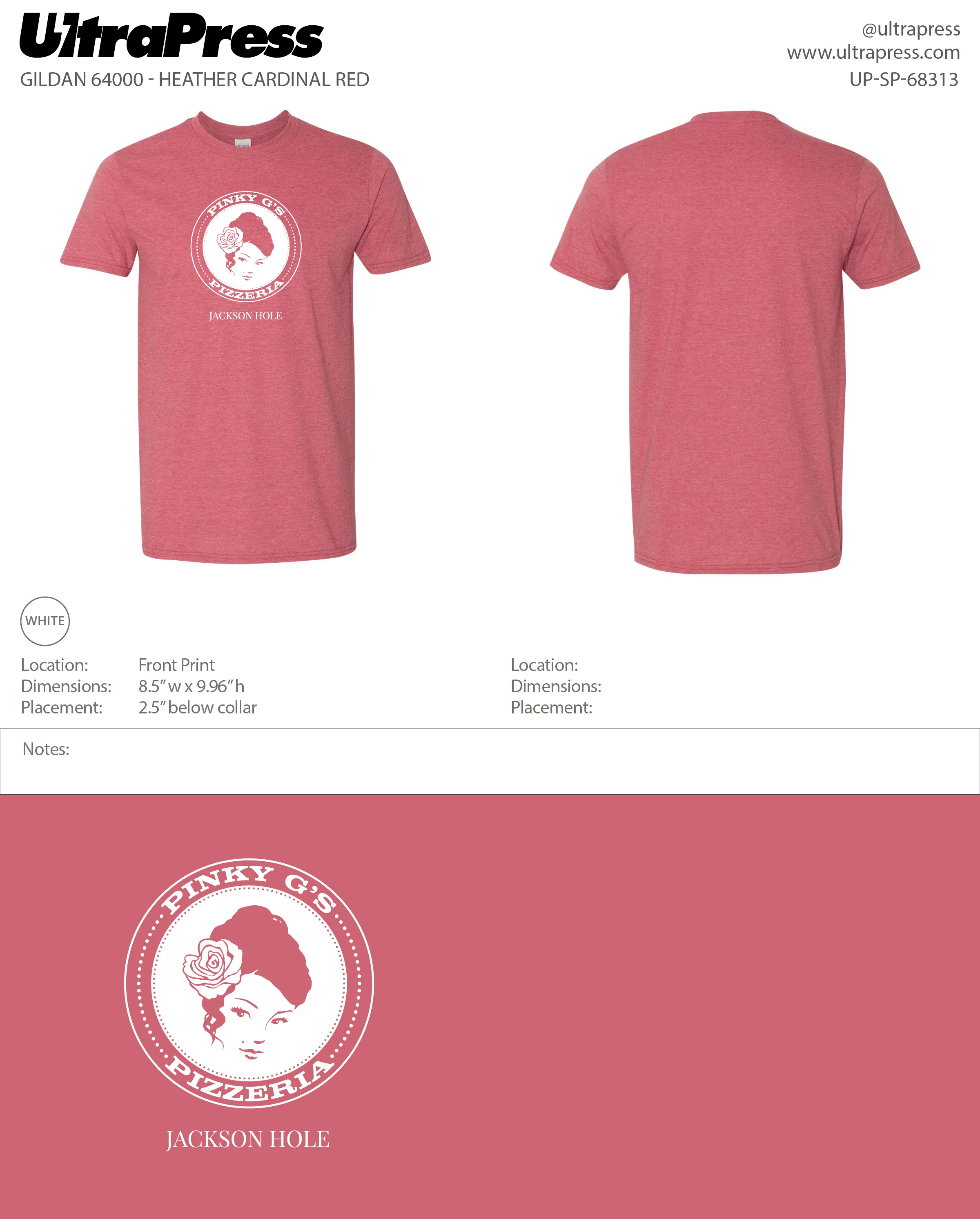 UP-SP-68313 Pinky G's White Logo - Deaglan Collins 100 Min Qty (Bulk)