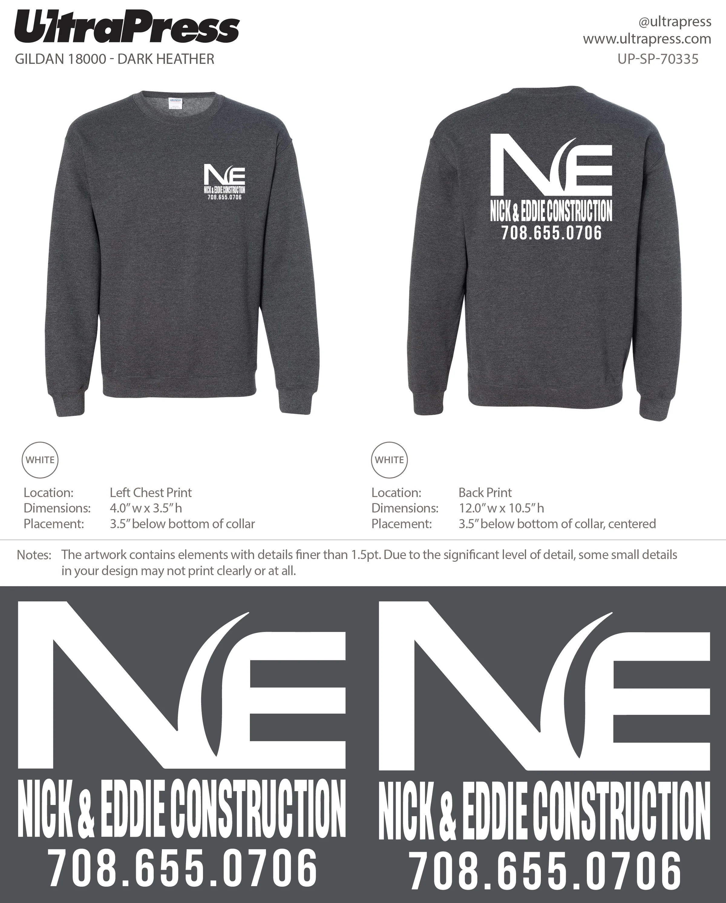 UP-SP-70335 Nick & Eddie Construction Crewneck - Nicholas R. Skalnik 50-Piece Package (Bulk) - Image 2