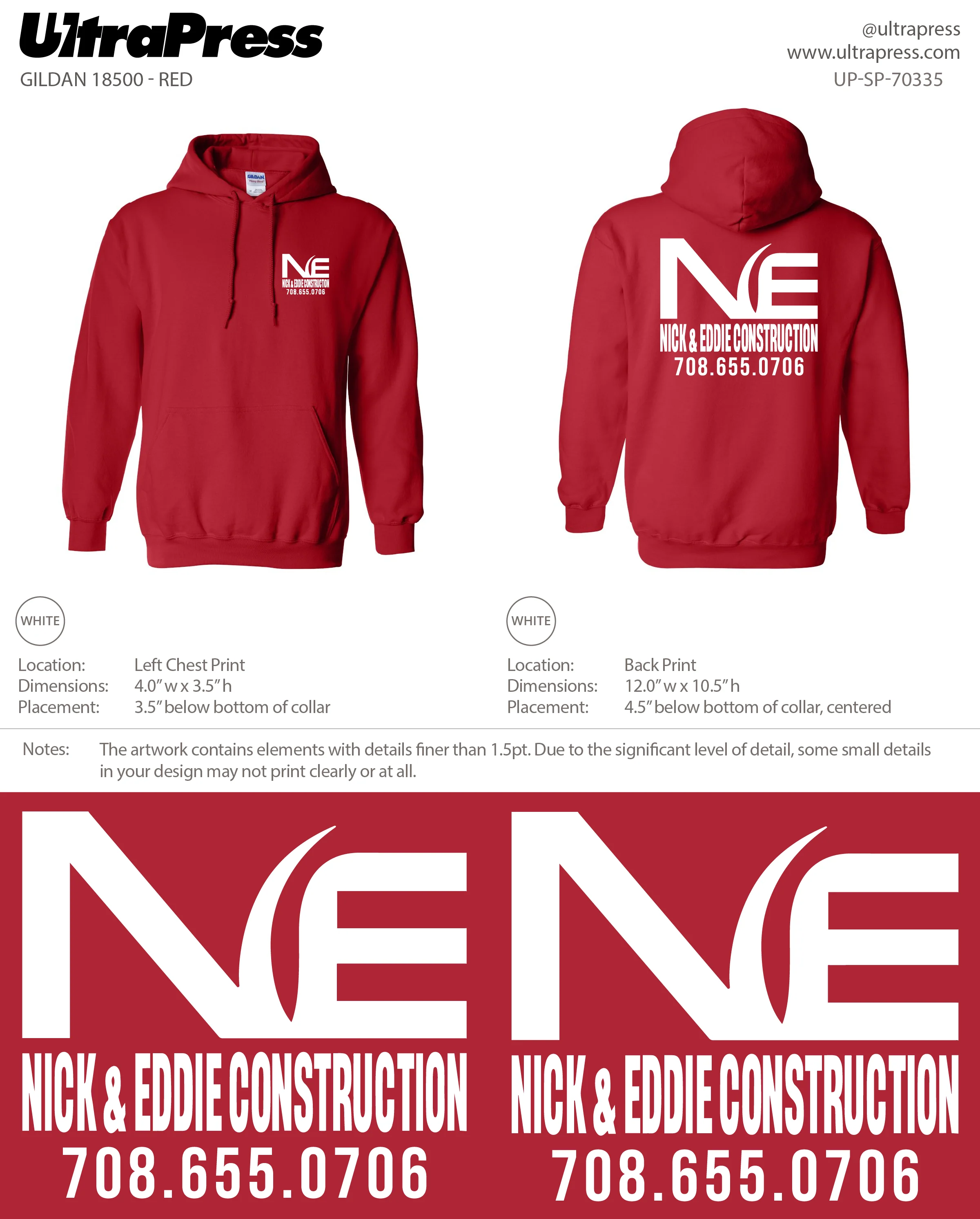 UP-SP-70335 Nick & Eddie Construction Hoodie - Nicholas R. Skalnik 50-Piece Package (Bulk) - Image 2