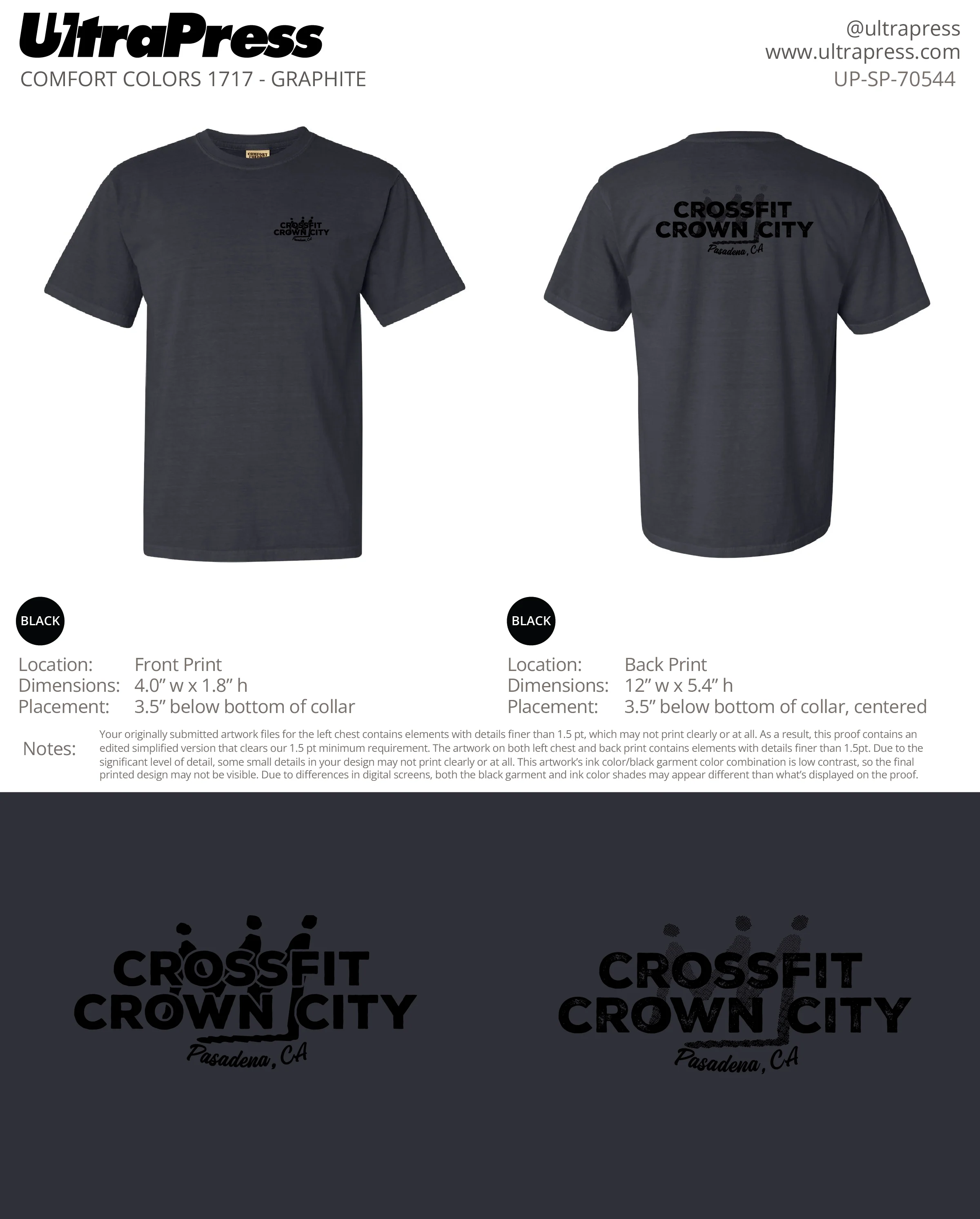 UP-SP-70544 Crossfit Crown City Black Ink SHIRTS- Adam Ridley 24 Min Qty (Bulk) - Image 2