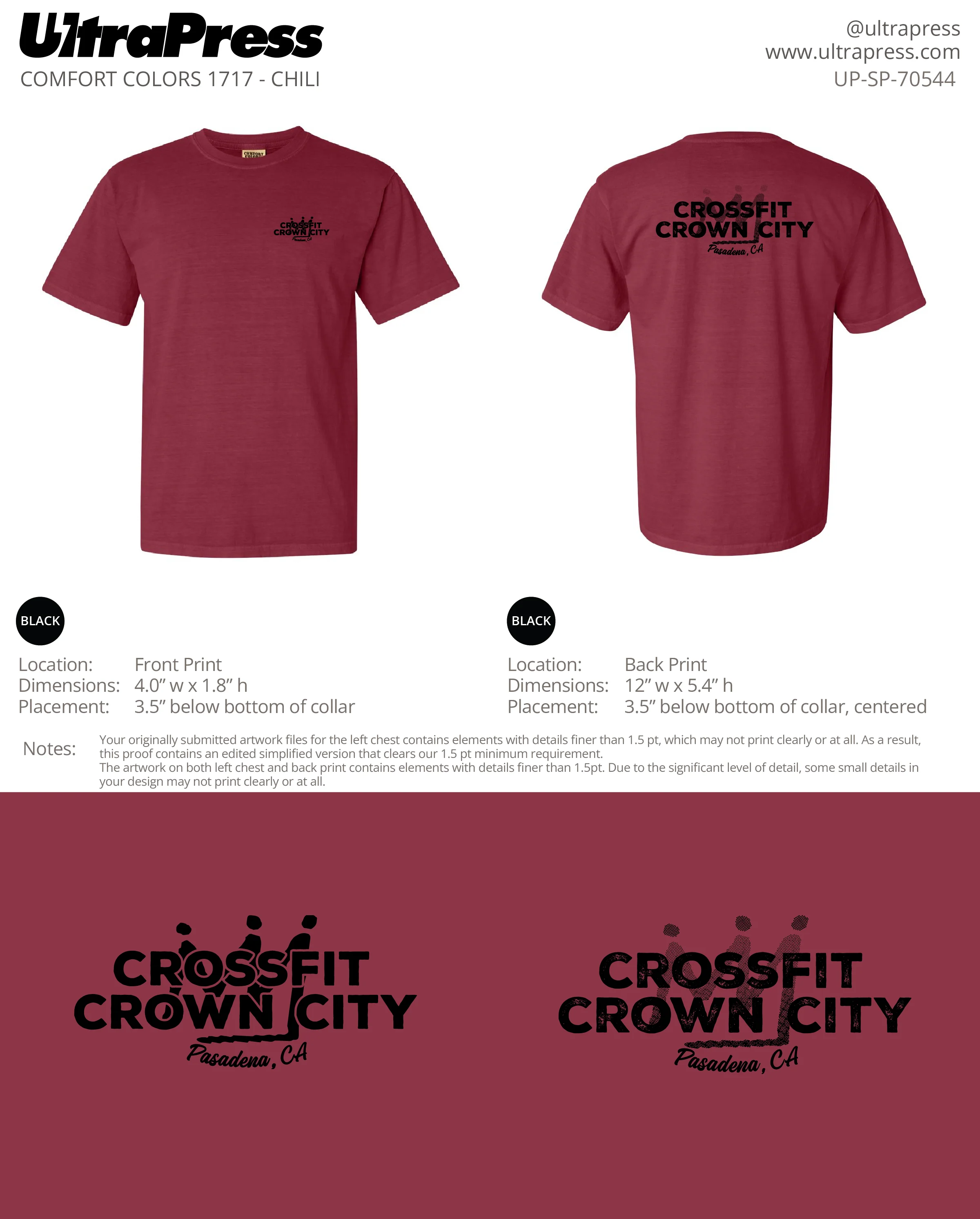 UP-SP-70544 Crossfit Crown City Black Ink SHIRTS- Adam Ridley 24 Min Qty (Bulk) - Image 4