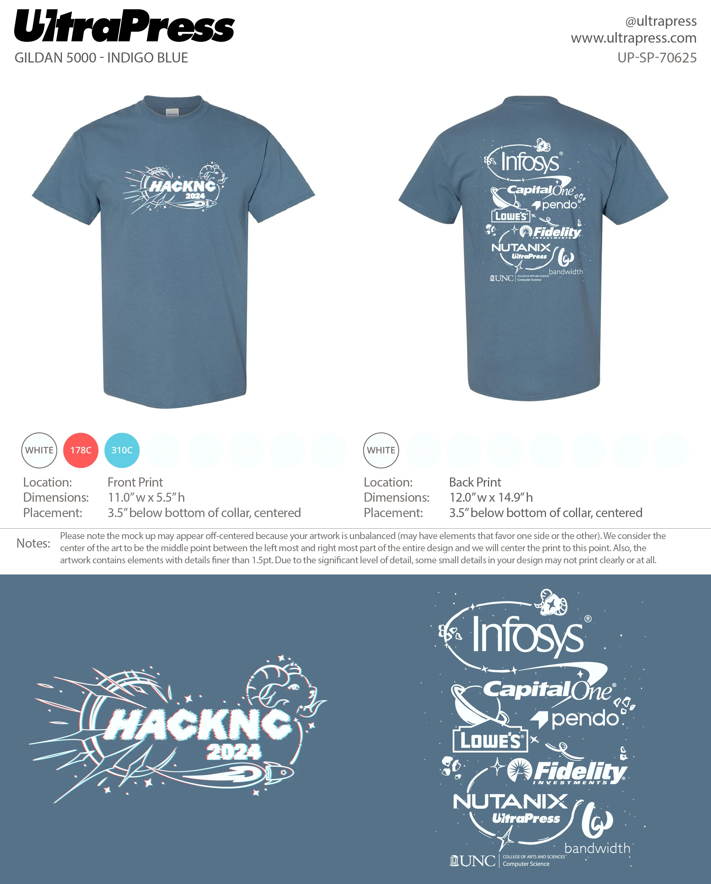 UP-SP-70625 HackNC Hacker Tee - Audrey Toney 500 Min Qty (Bulk) - Image 2