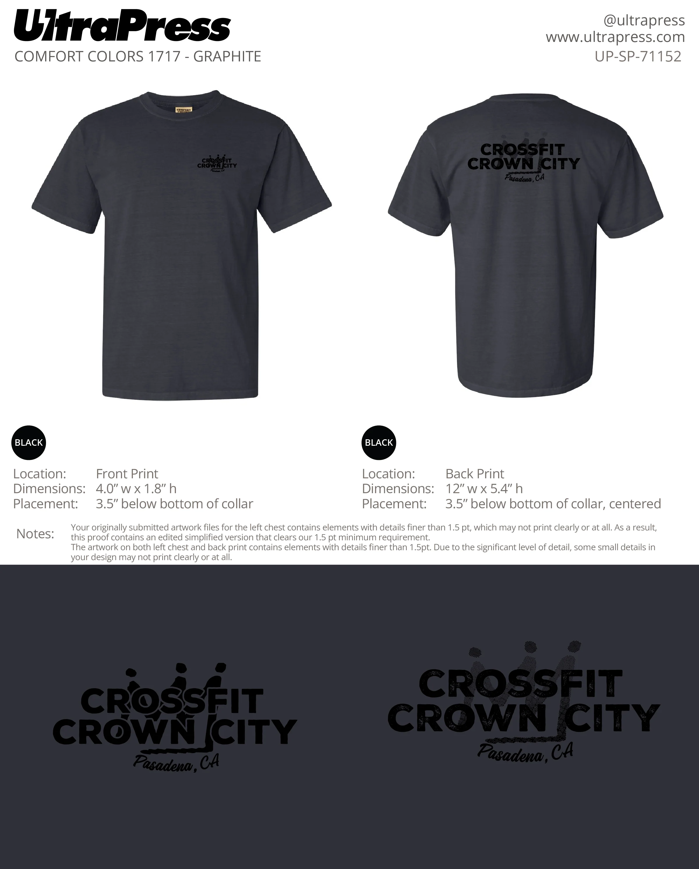 UP-SP-71152 Crossfit Crown City Black Ink SHIRTS - Adam Ridley 24 Min Qty (Bulk) - Image 2