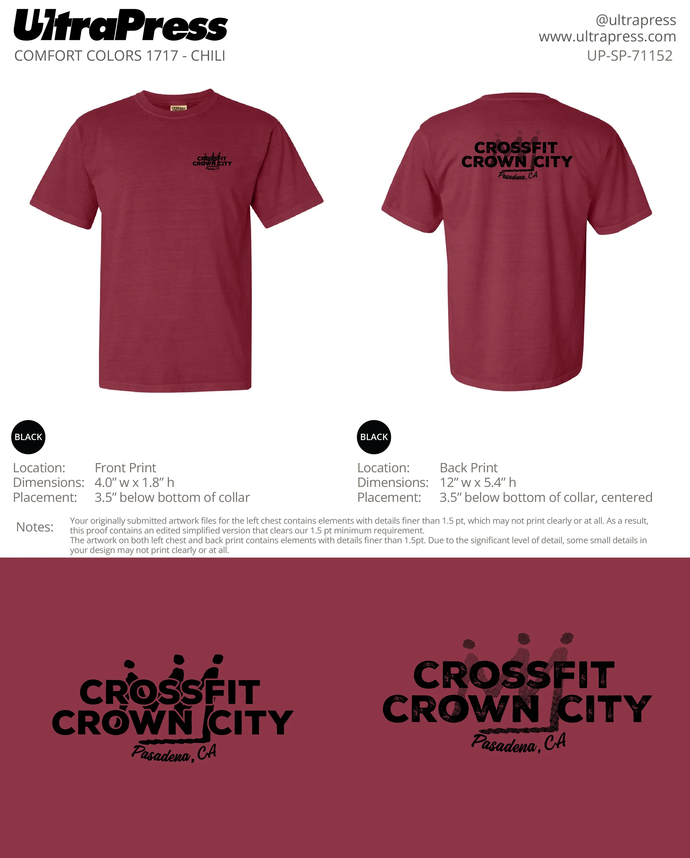 UP-SP-71152 Crossfit Crown City Black Ink SHIRTS - Adam Ridley 24 Min Qty (Bulk) - Image 3