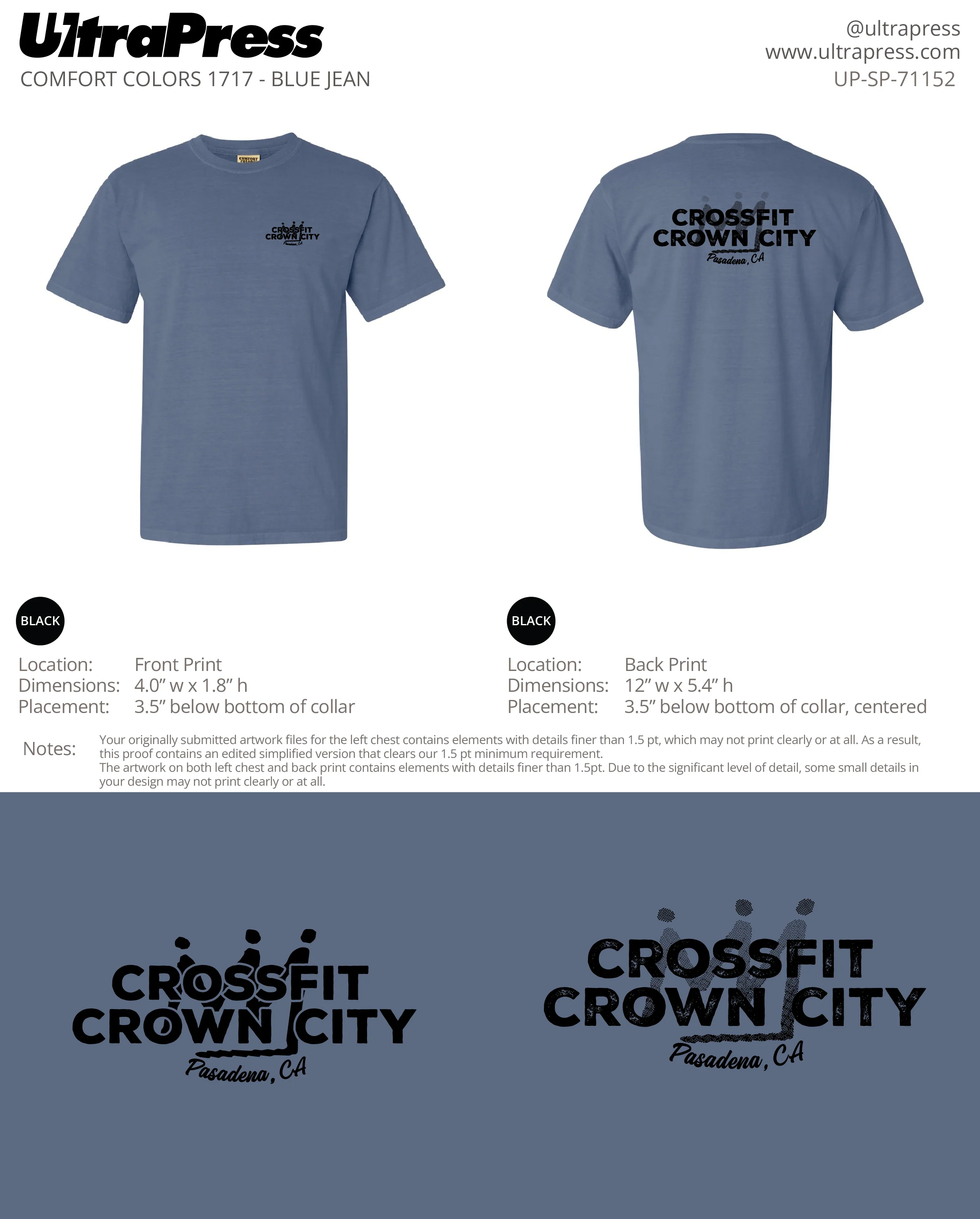 UP-SP-71152 Crossfit Crown City Black Ink SHIRTS - Adam Ridley 24 Min Qty (Bulk) - Image 4