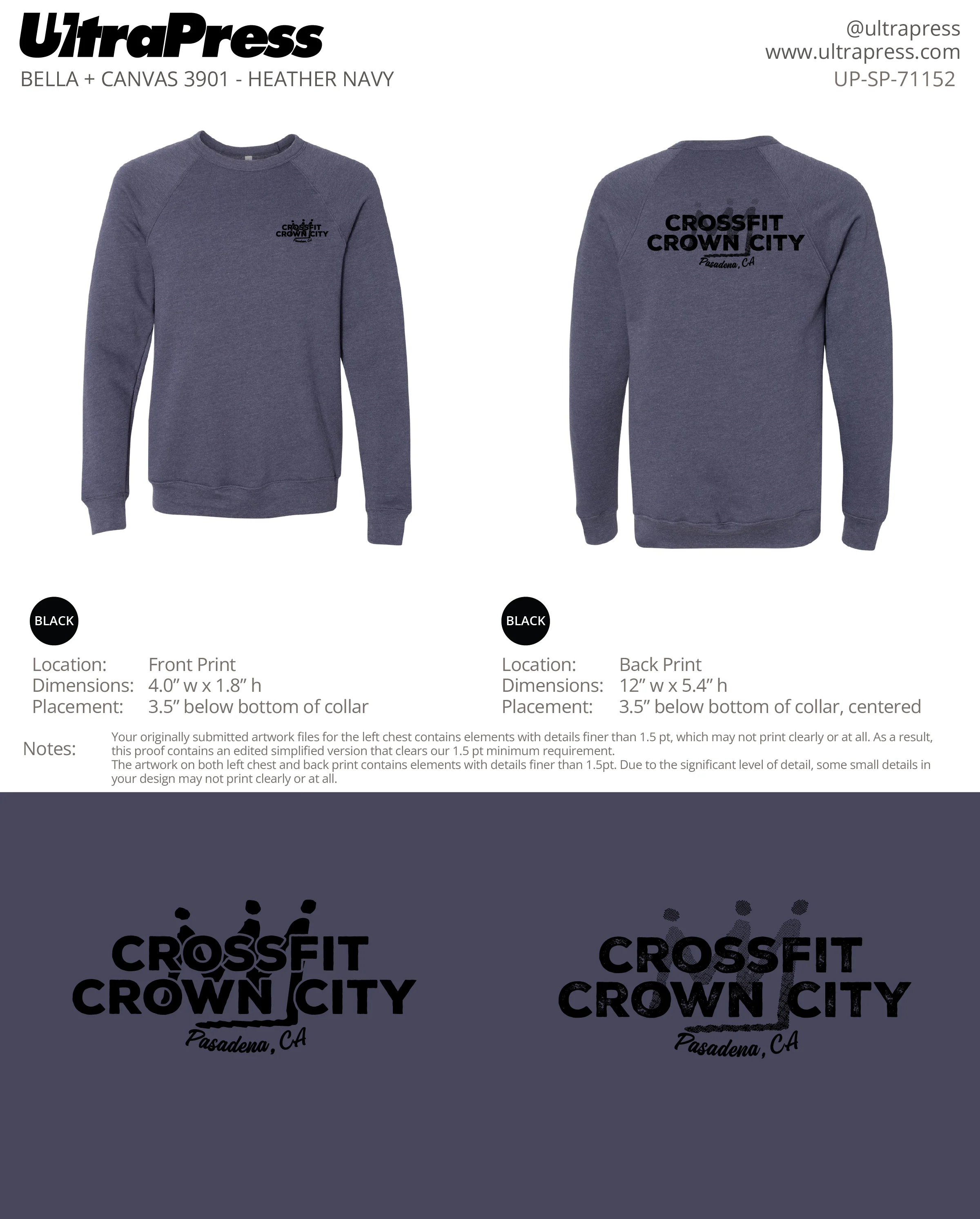 UP-SP-71152 Crossfit Crown City Black Ink SWEATERS - Adam Ridley 24 Min Qty (Bulk) - Image 2