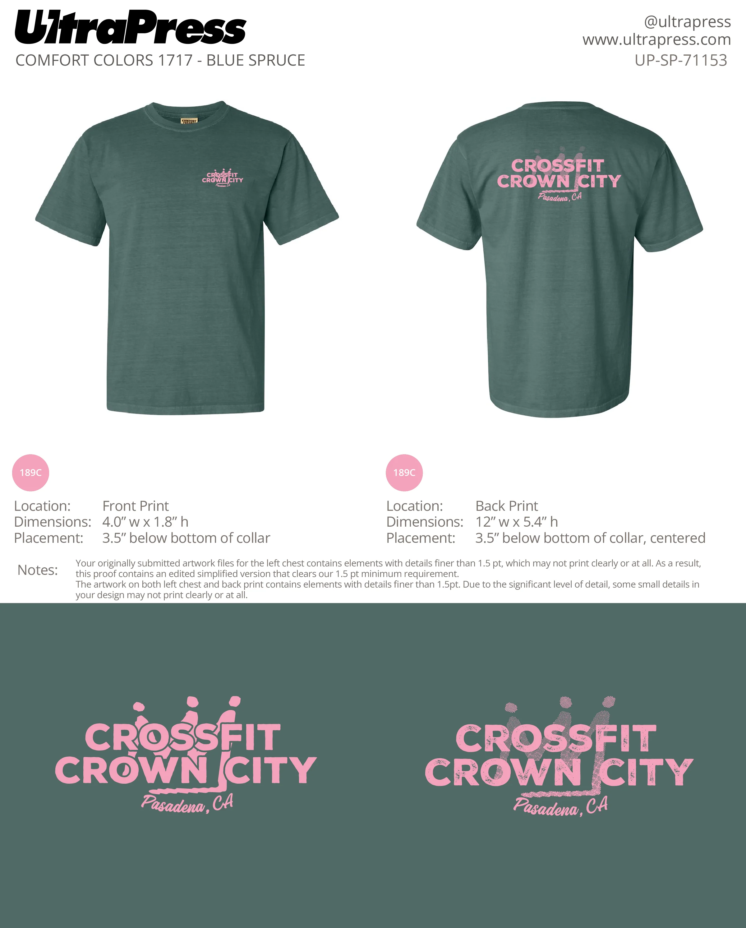 UP-SP-71153 Crossfit Crown City Pink Ink SHIRTS - Adam Ridley 24 Min Qty (Bulk) - Image 3