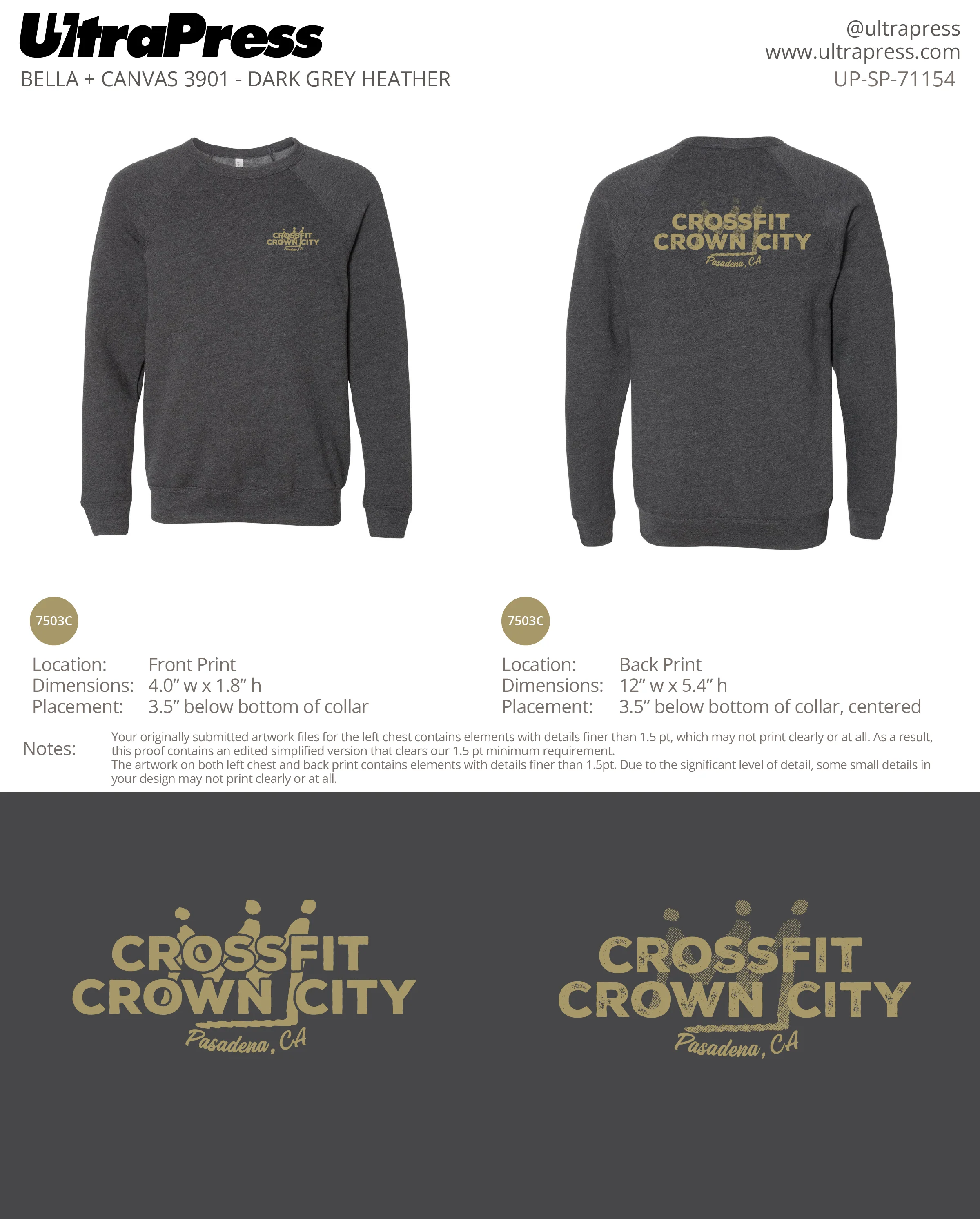 UP-SP-71154 Crossfit Crown City Green Ink SWEATERS - Adam Ridley 48 Min Qty (Bulk) - Image 2