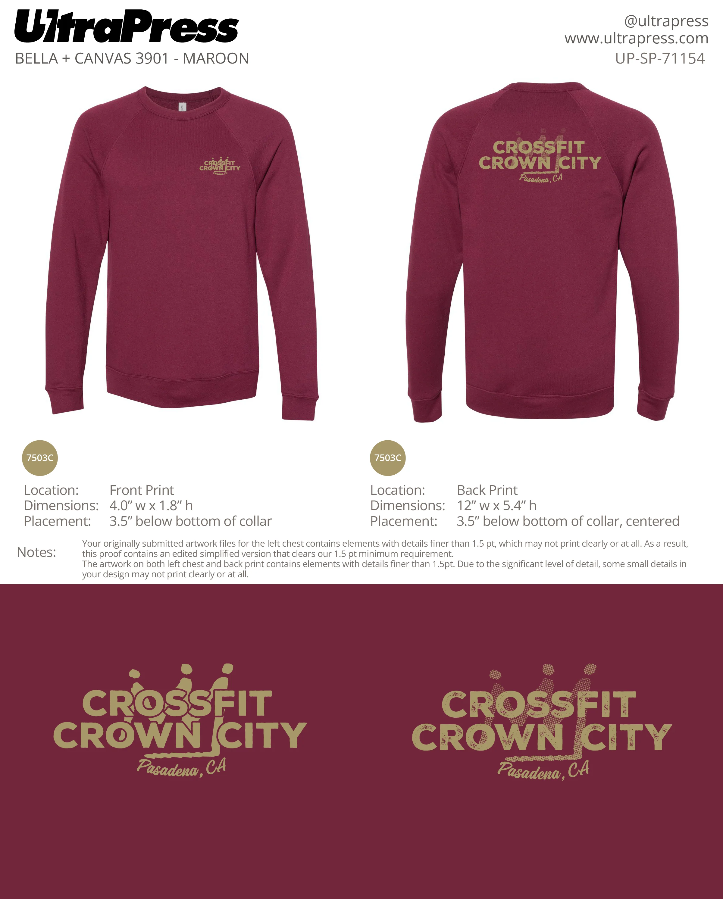 UP-SP-71154 Crossfit Crown City Green Ink SWEATERS - Adam Ridley 48 Min Qty (Bulk) - Image 3