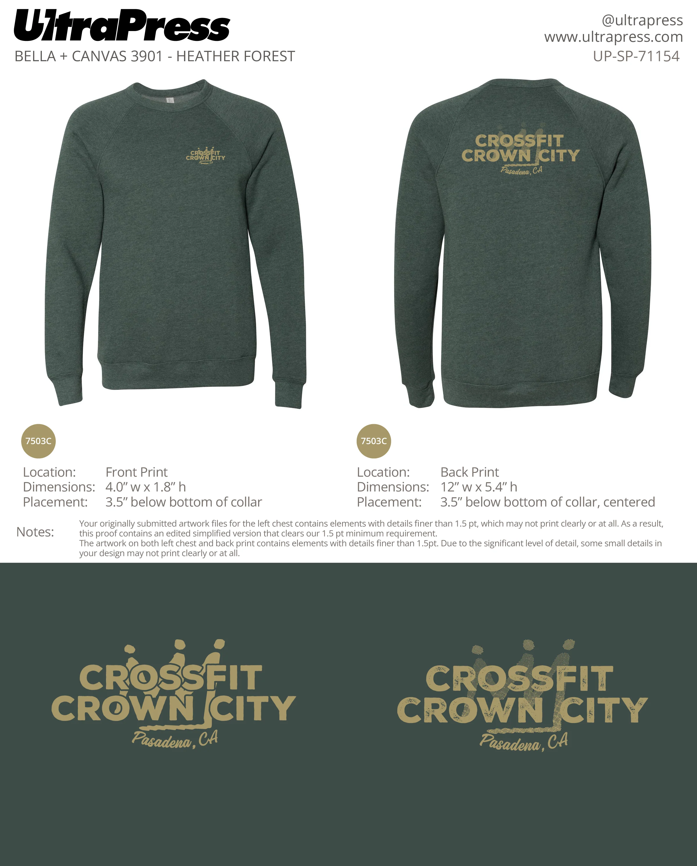 UP-SP-71154 Crossfit Crown City Green Ink SWEATERS - Adam Ridley 48 Min Qty (Bulk) - Image 4