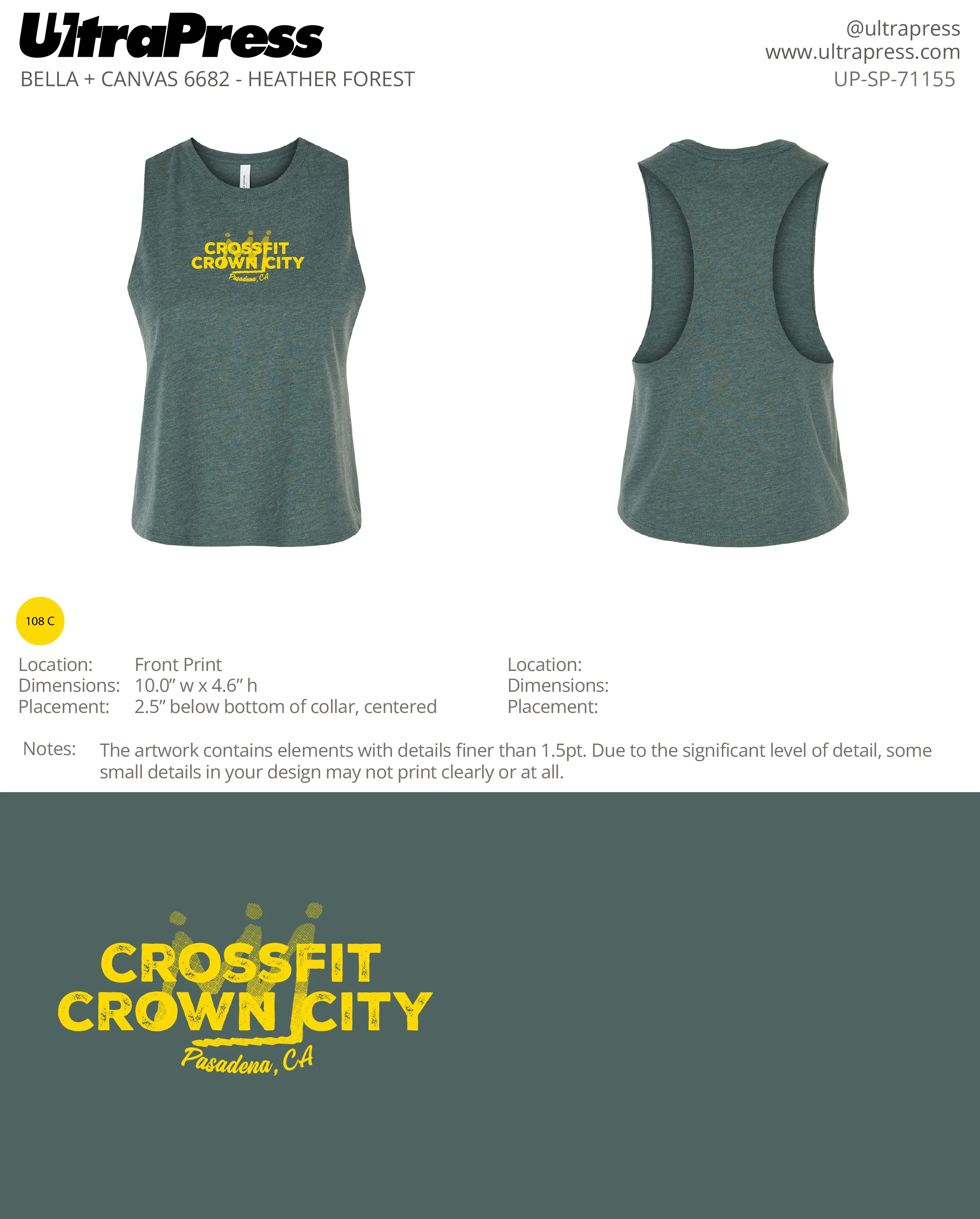 UP-SP-71155 Crossfit Crown City Racer Yellow Ink - Adam Ridley 24 Min Qty (Bulk) - Image 2