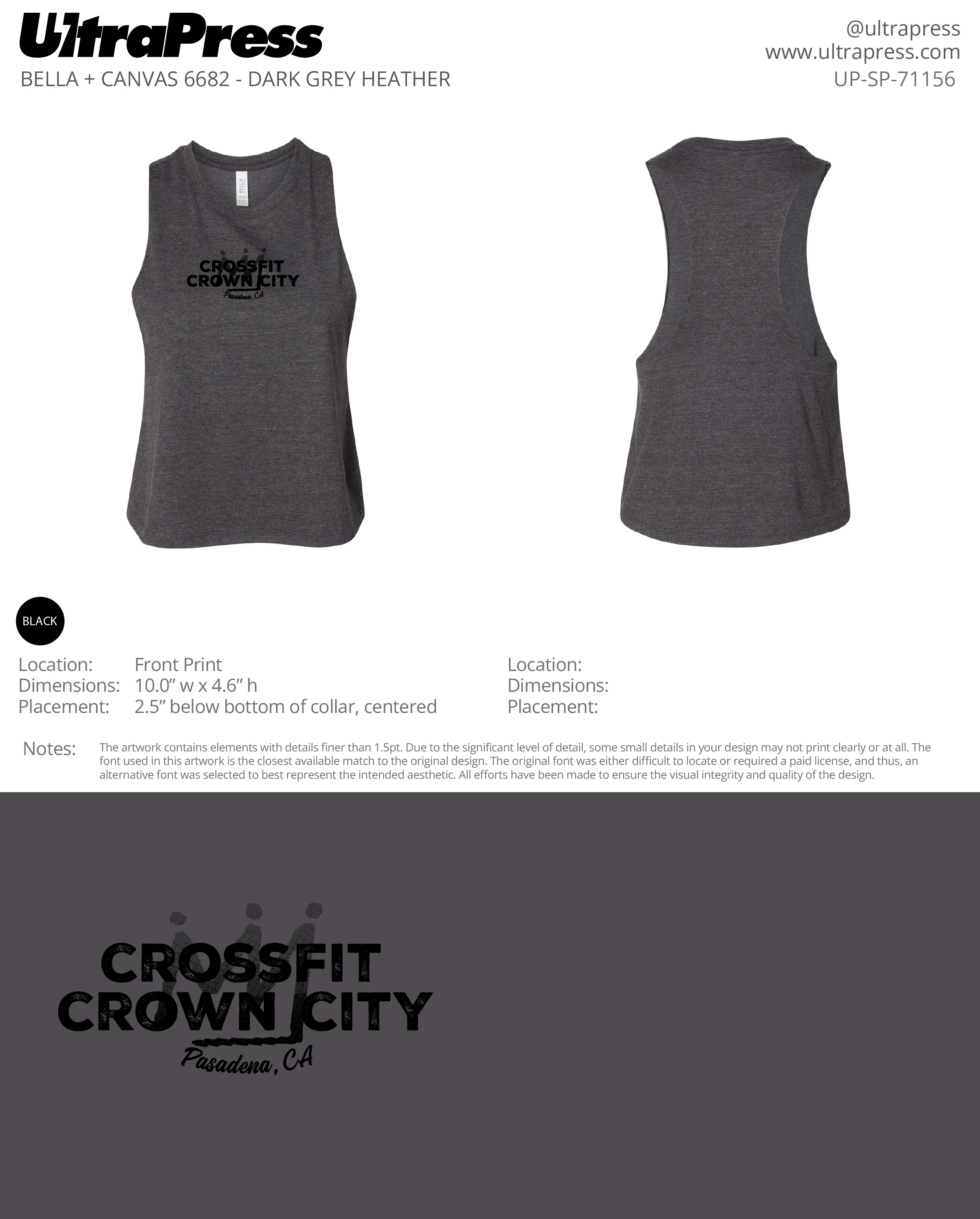 UP-SP -71156 Crossfit Crown City Racer Black Ink - Adam Ridley 24 Min Qty (Bulk) - Image 3