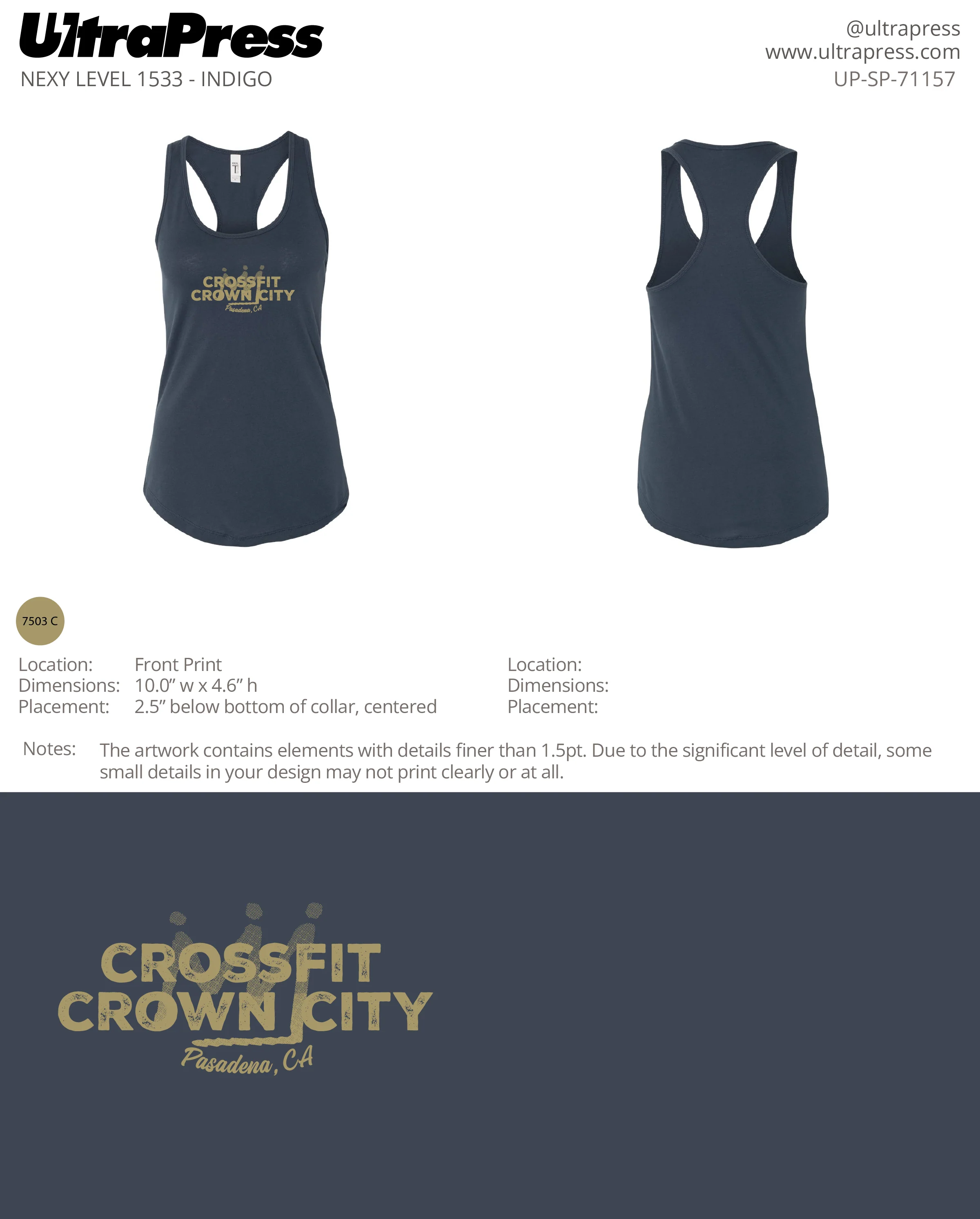 UP-SP-71157 Crossfit Crown City Racer Green Ink - Adam Ridley 24 Min Qty (Bulk) - Image 2