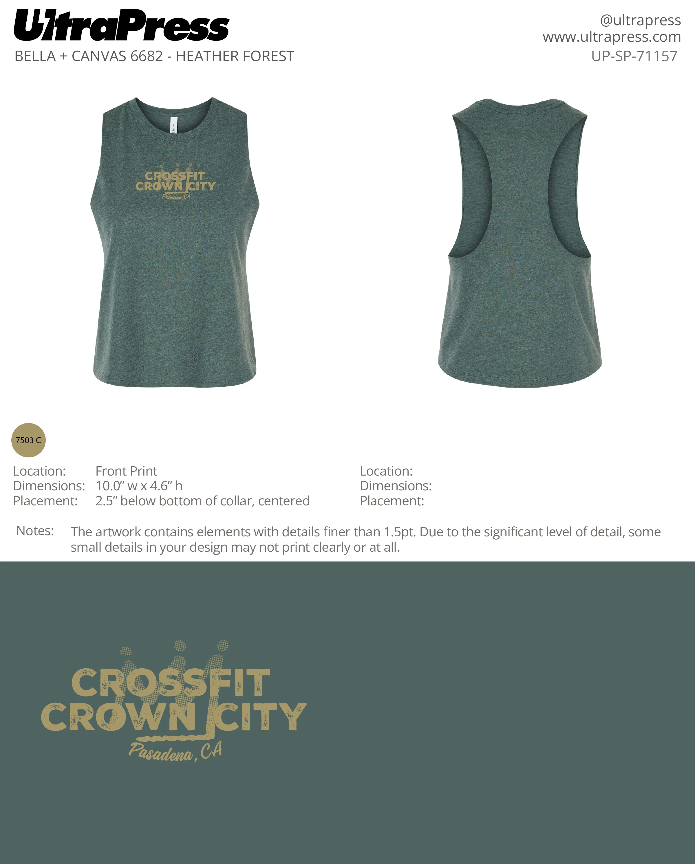 UP-SP-71157 Crossfit Crown City Racer Green Ink - Adam Ridley 24 Min Qty (Bulk) - Image 3