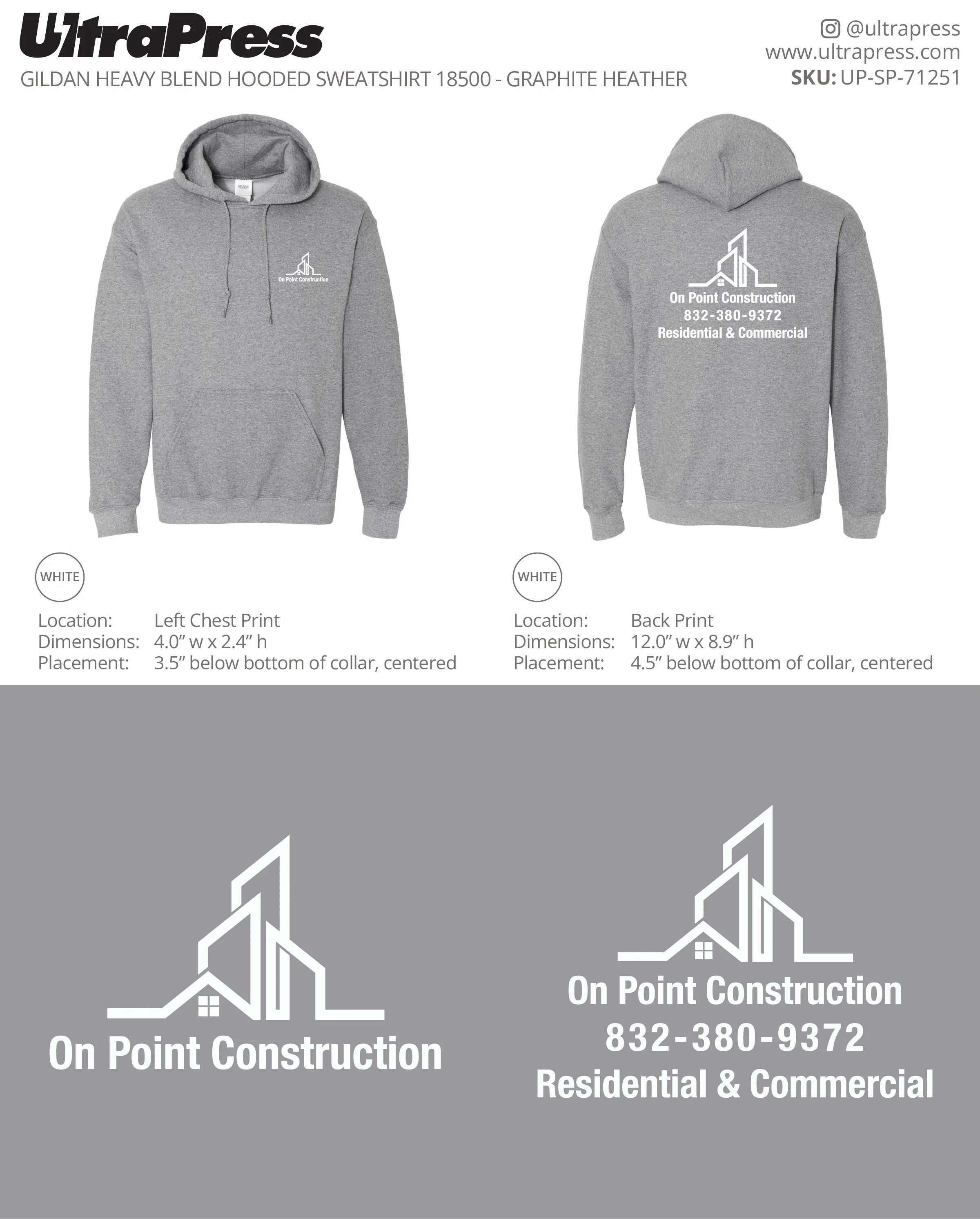 UP-SP-71251 On Point Construction HOODIES - Edwin Lopez 50 Min Qty (Bulk) - Image 2
