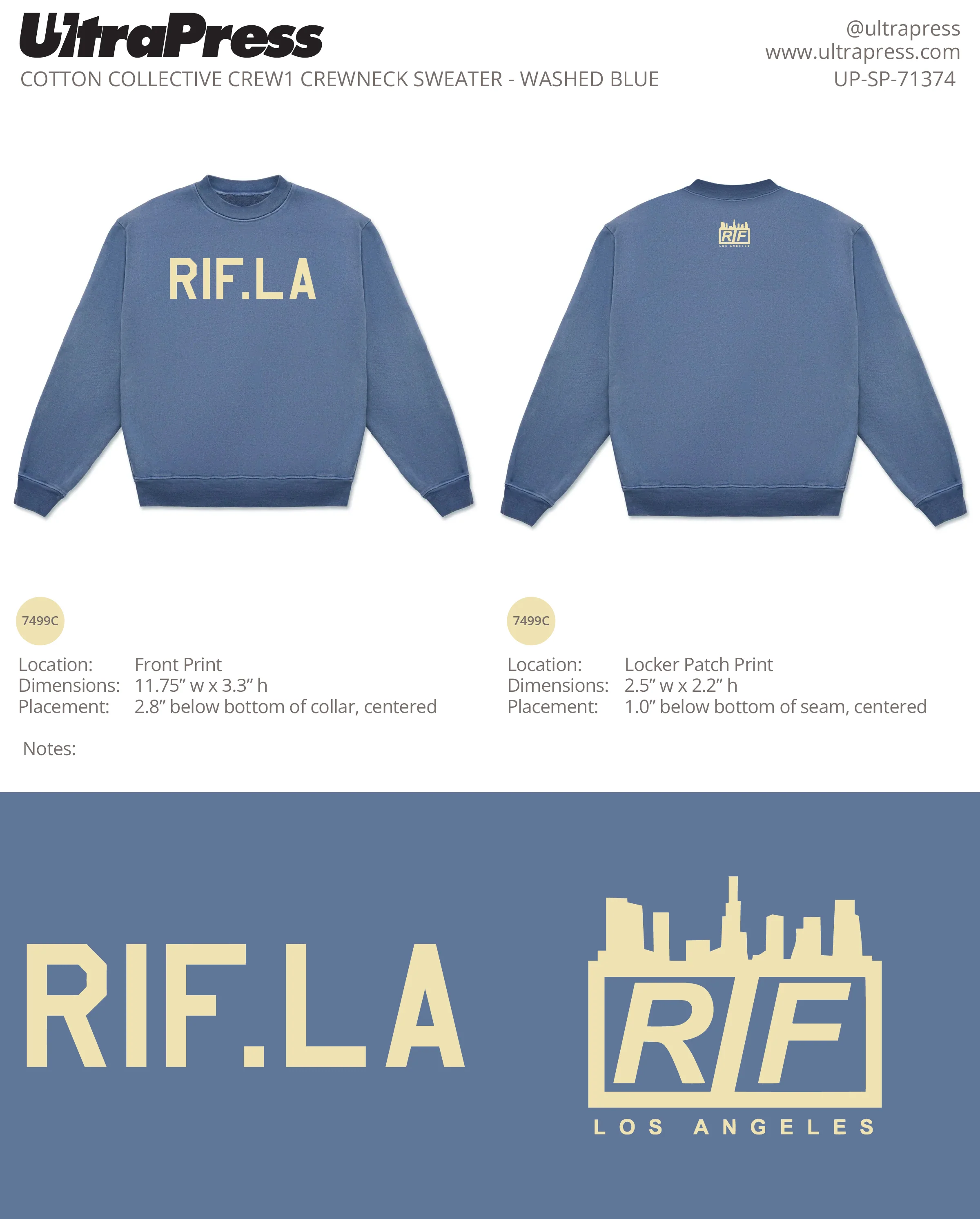 UP-SP-71374 RIF.LA Crewneck Sweatshirt 145 Min Qty (Bulk - PRINT ONLY) - Image 2