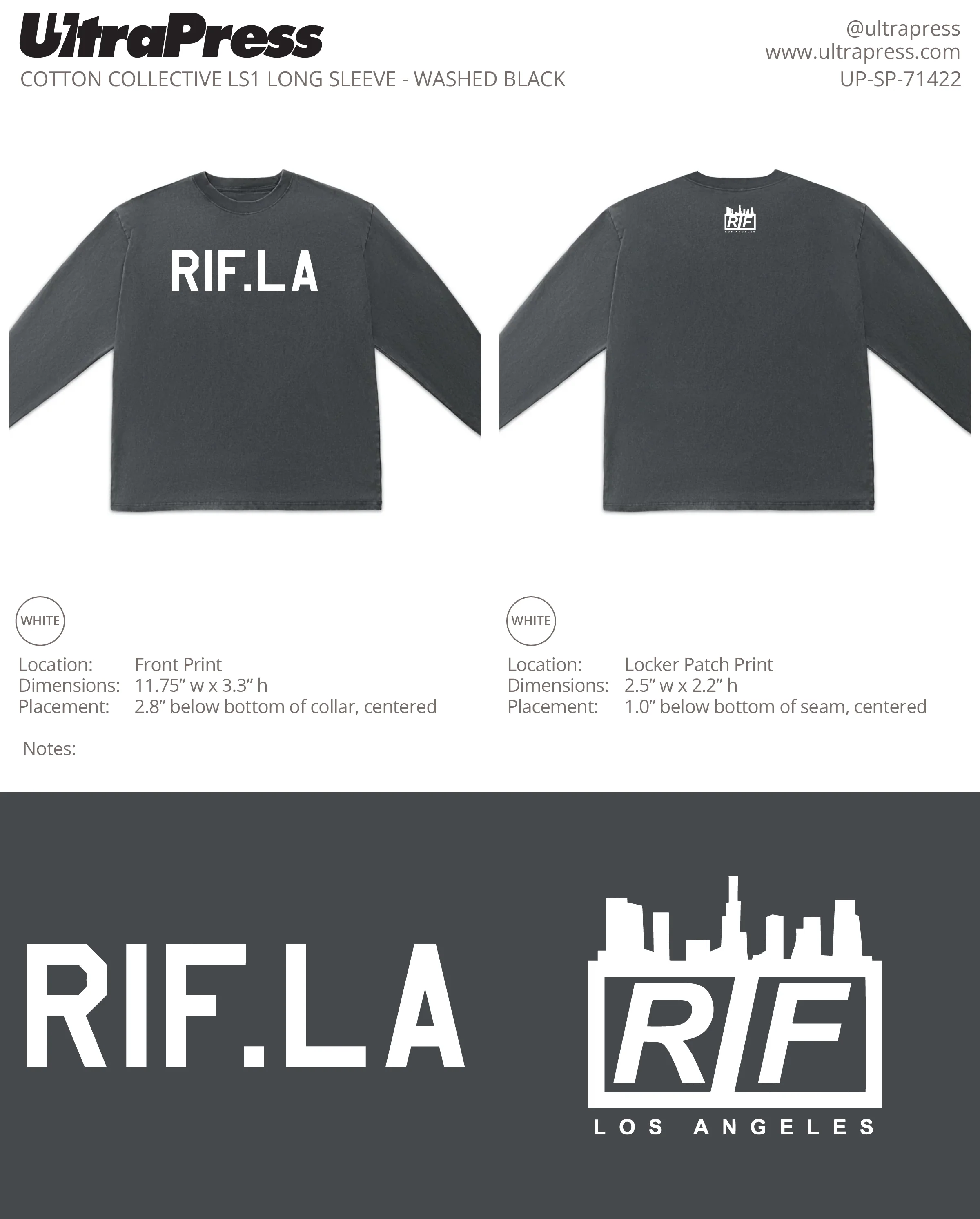 UP-SP-71422 RIF.LA Crewneck Sweatshirt - White Ink 145 Min Qty (Bulk - PRINT ONLY) - Image 2