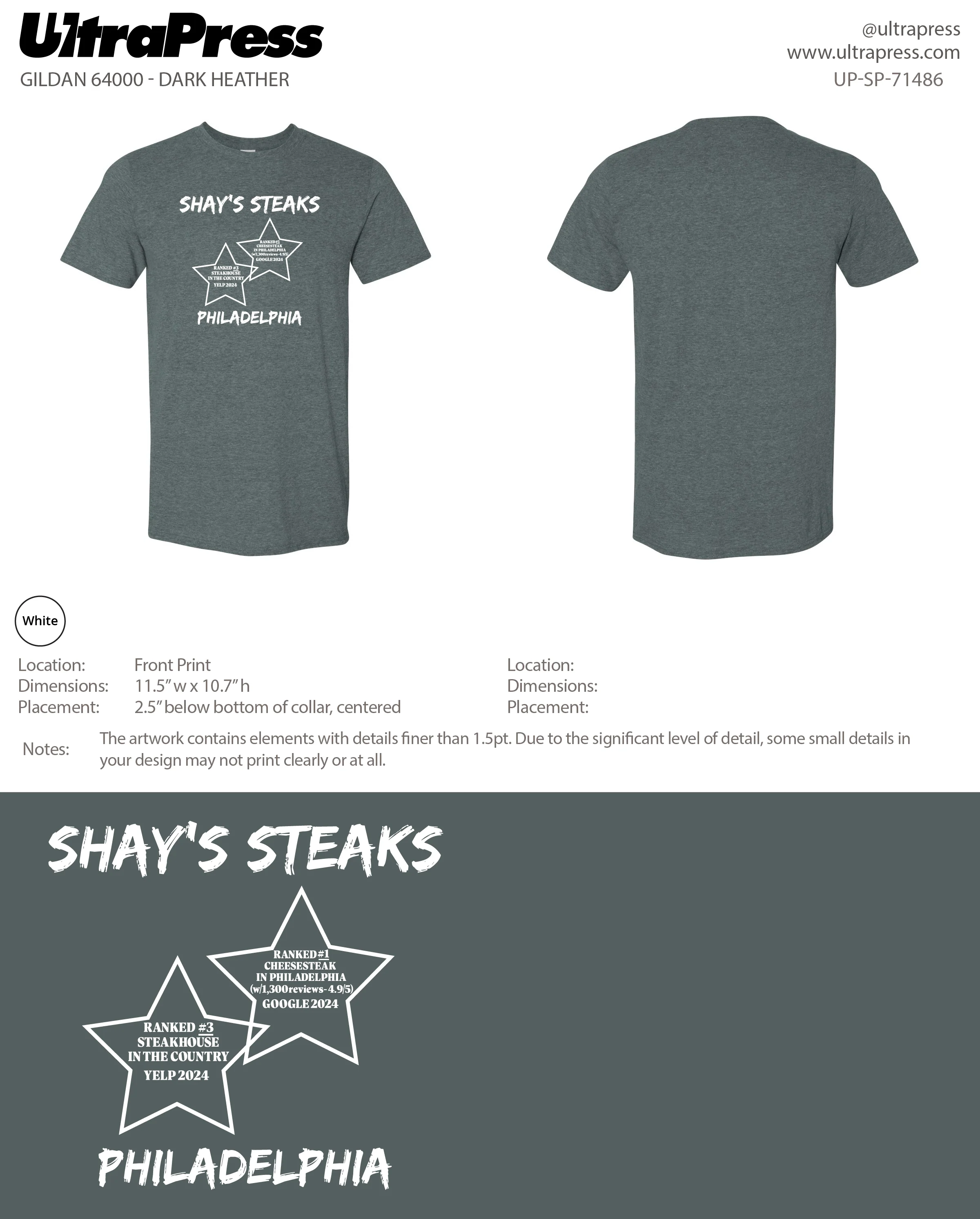 UP-SP-71486 Shay's Steaks Philadelphia- Scott Diclaudio 100 Pieces Package (Bulk)