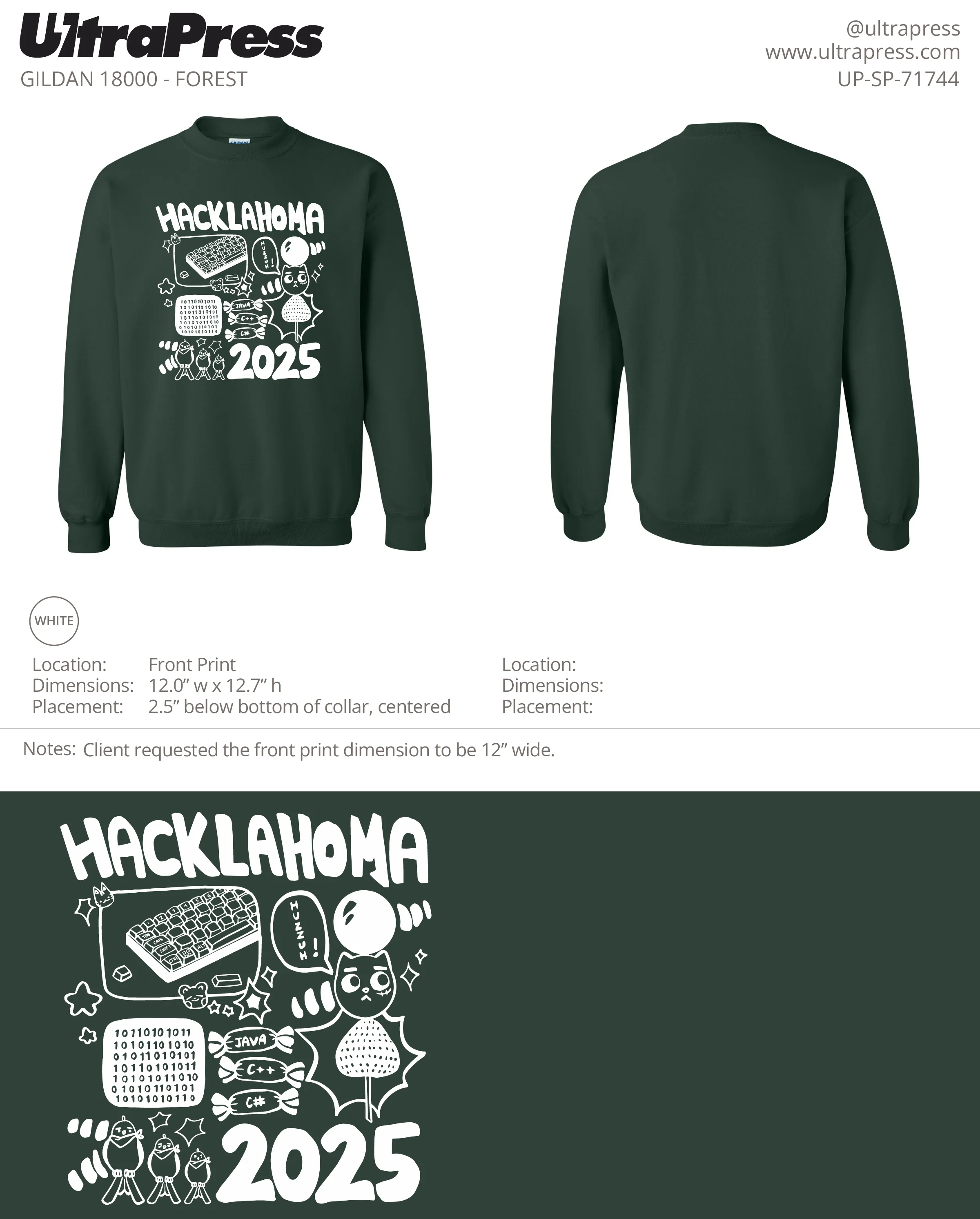 UP-SP-71744 Hacklahoma 2025 (Sweatshirt - White Ink) - Raja Ahmed 24 Min Qty (Bulk)