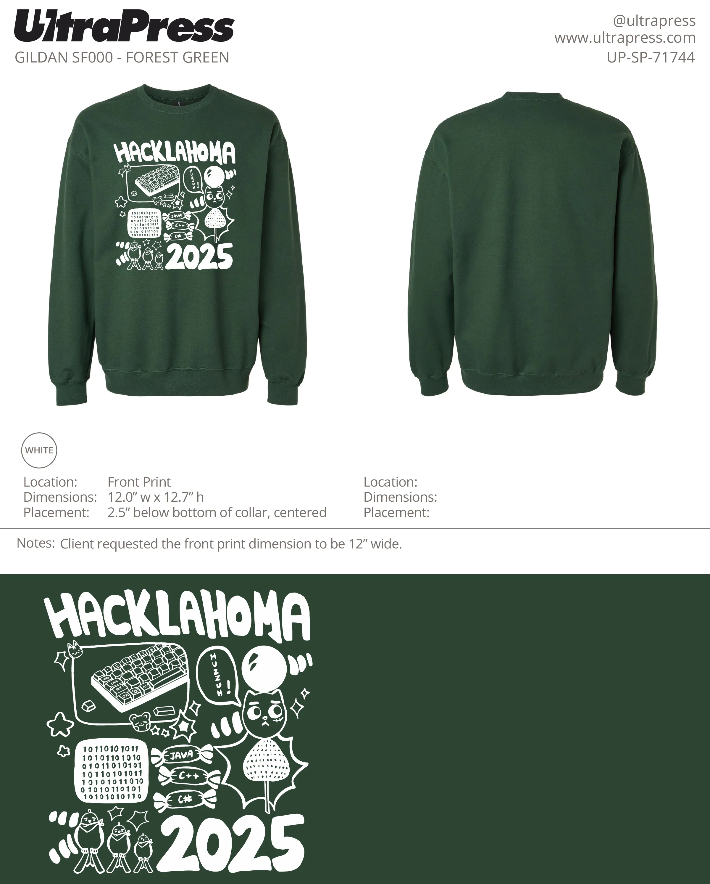 UP-SP-71744 Hacklahoma 2025 (Sweatshirt - White Ink) - Raja Ahmed 24 Min Qty (Bulk) - Image 2