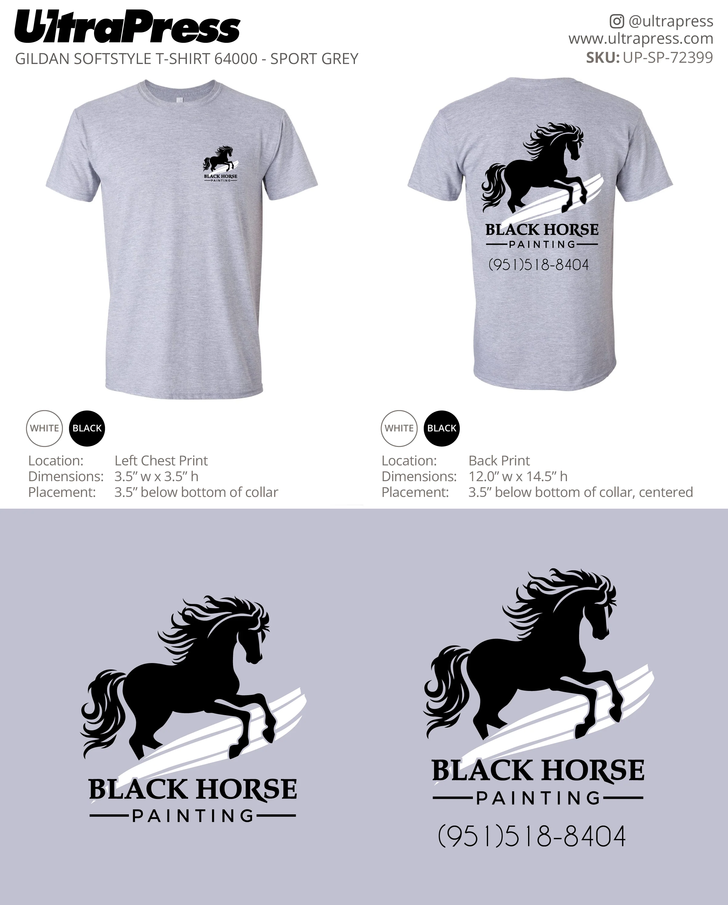 UP-SP-72399 Black Horse Painting (White Stripe) - Nancy Ramos 50 Min Qty (Bulk)