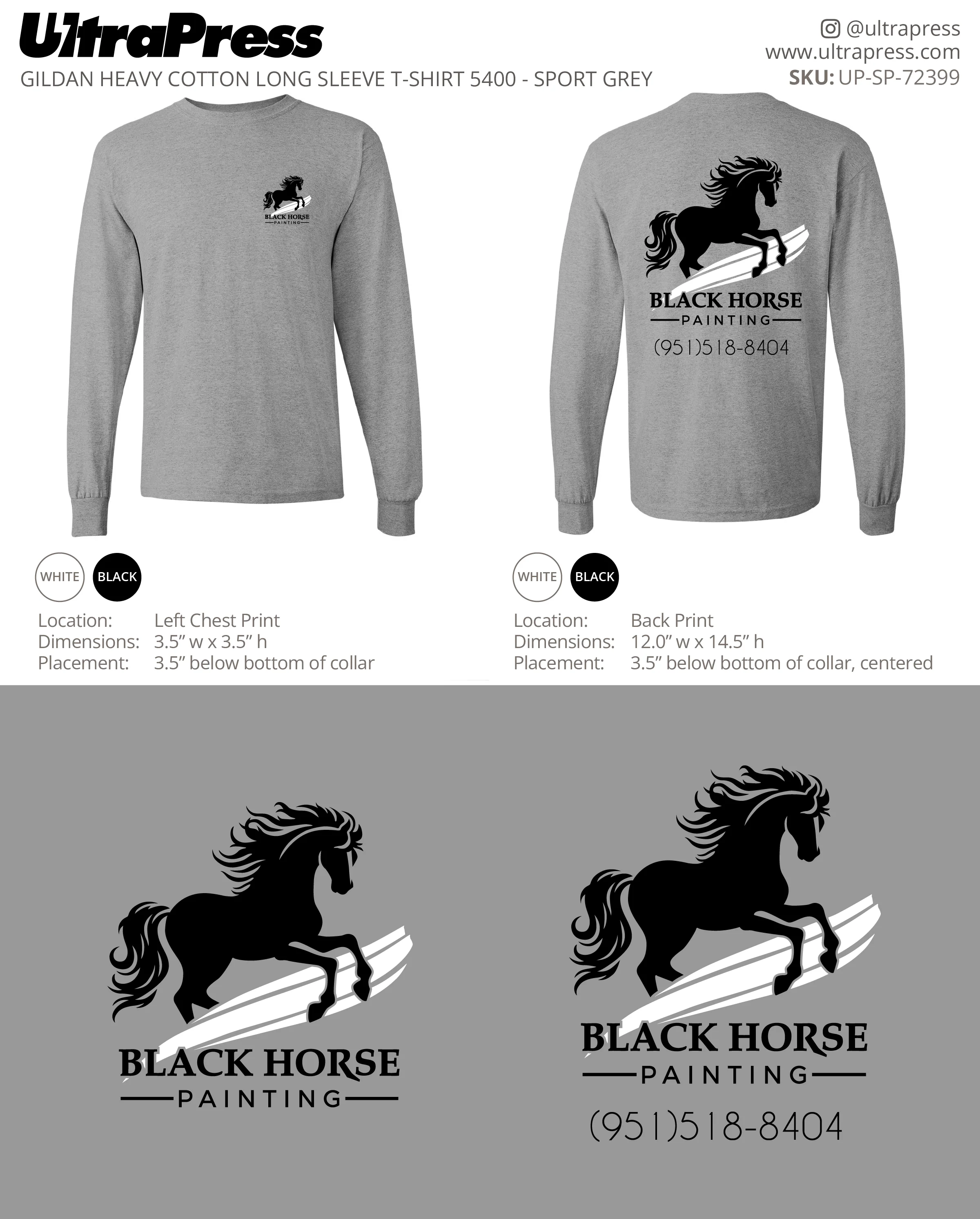 UP-SP-72399 Black Horse Painting (White Stripe) - Nancy Ramos 50 Min Qty (Bulk) - Image 2