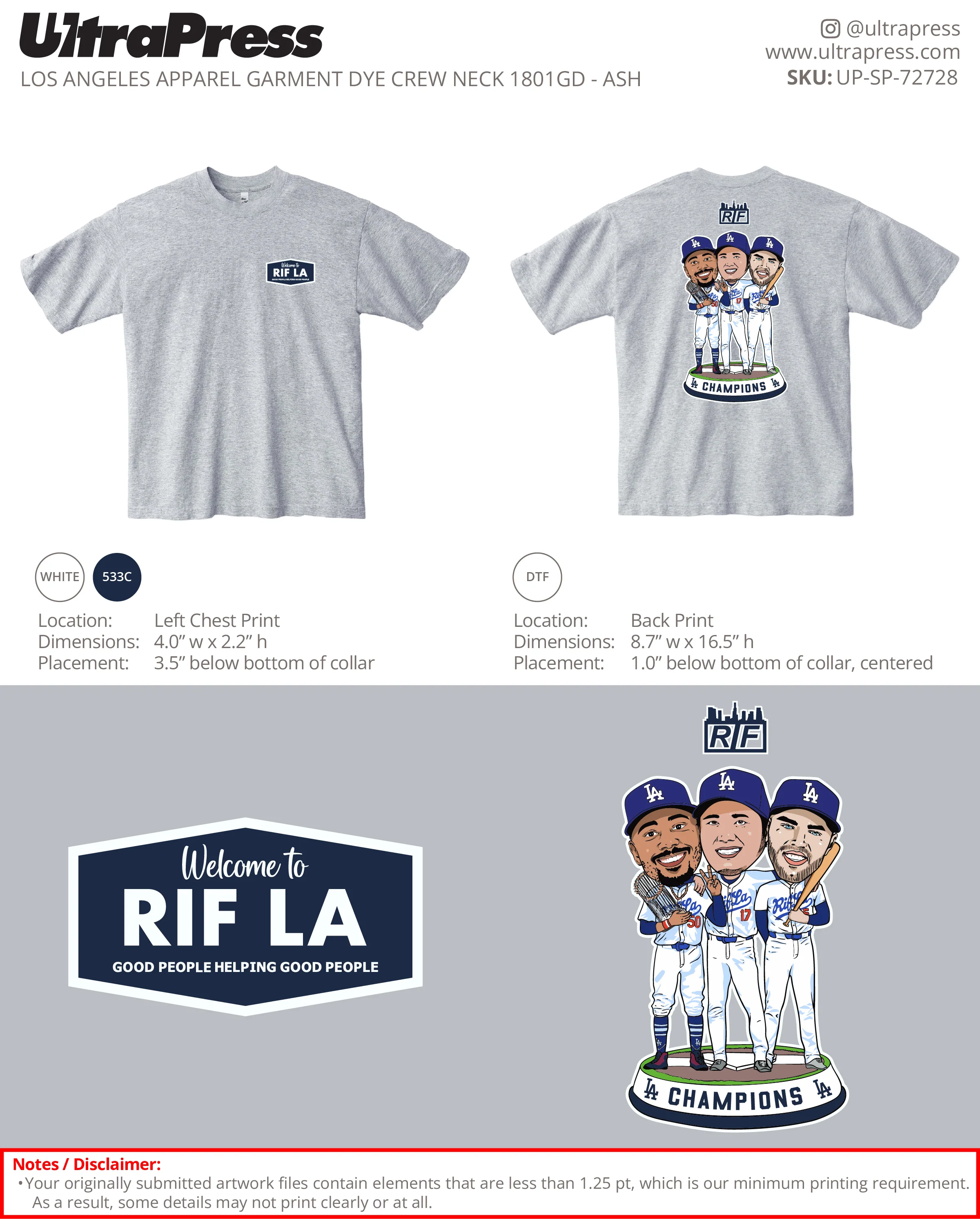 UP-SP-72728 RIF.LA Three Amigos Tee 144 Min Qty (Bulk - PRINT ONLY) - Image 2
