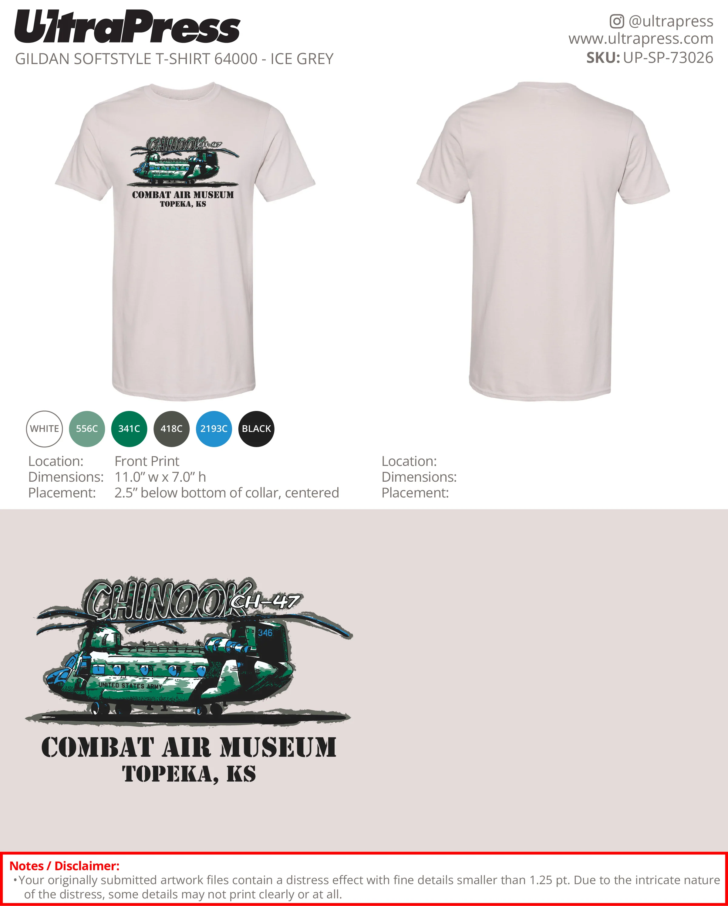 UP-SP-73026 Combat Air Museum Chinook Helicopter - Gene Howerter 100 Min Qty (Bulk) - Image 2