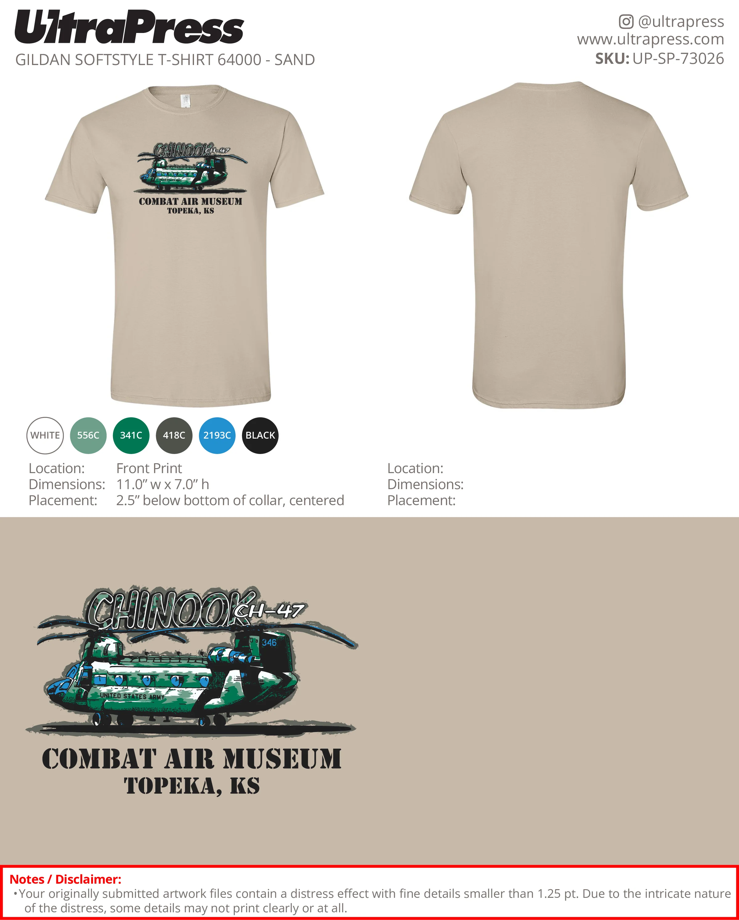 UP-SP-73026 Combat Air Museum Chinook Helicopter - Gene Howerter 100 Min Qty (Bulk) - Image 3