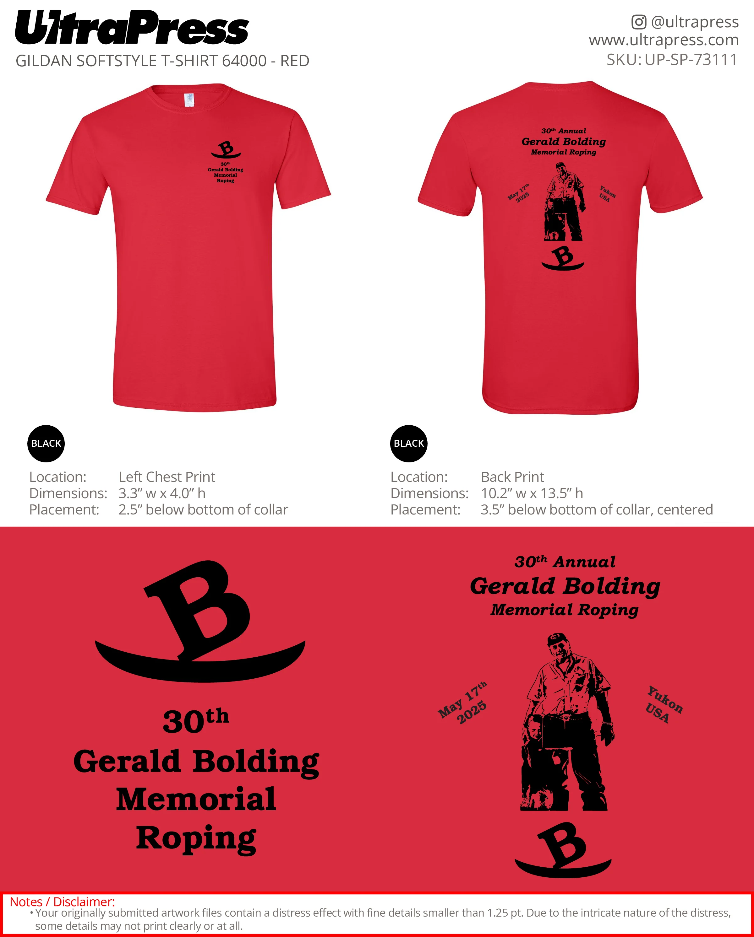 UP-SP-73111 30th Gerald Bolding Memorial Roping - JC Barr 100 Min Qty (Bulk)