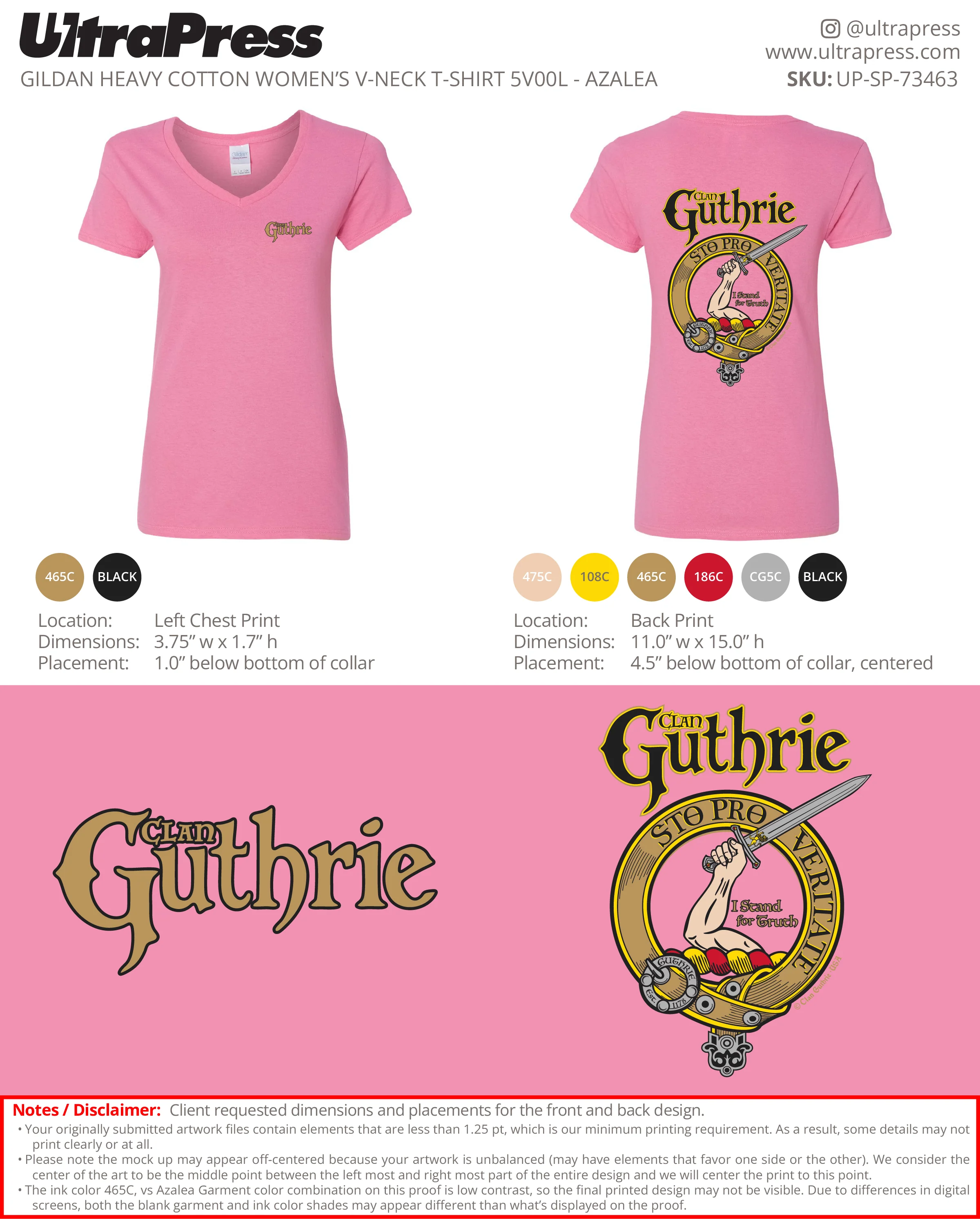 UP-SP-73463 Clan Guthrie Women's V-Neck - John Pierce 72 Min Qty (Bulk) - Image 2