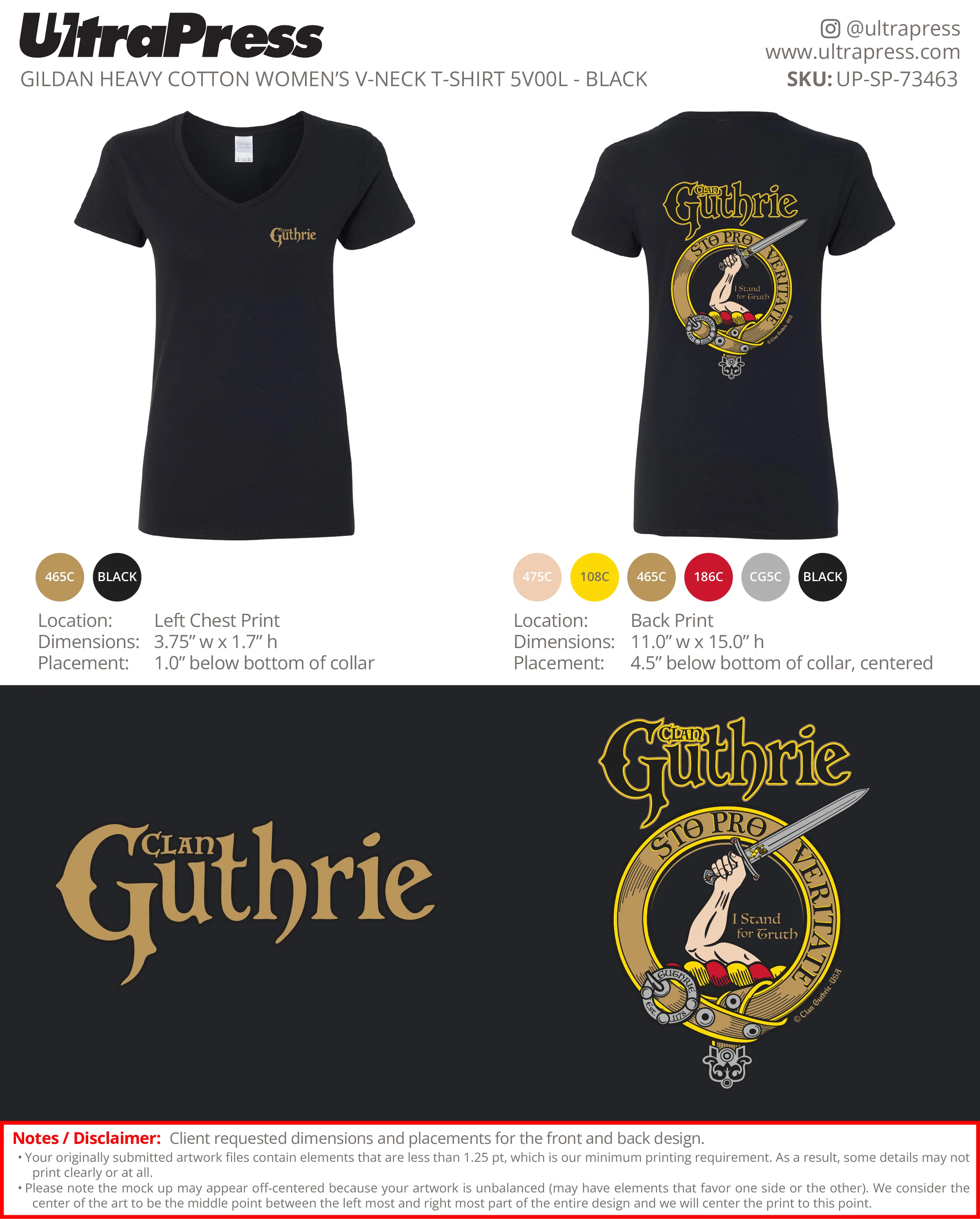 UP-SP-73463 Clan Guthrie Women's V-Neck - John Pierce 72 Min Qty (Bulk) - Image 3